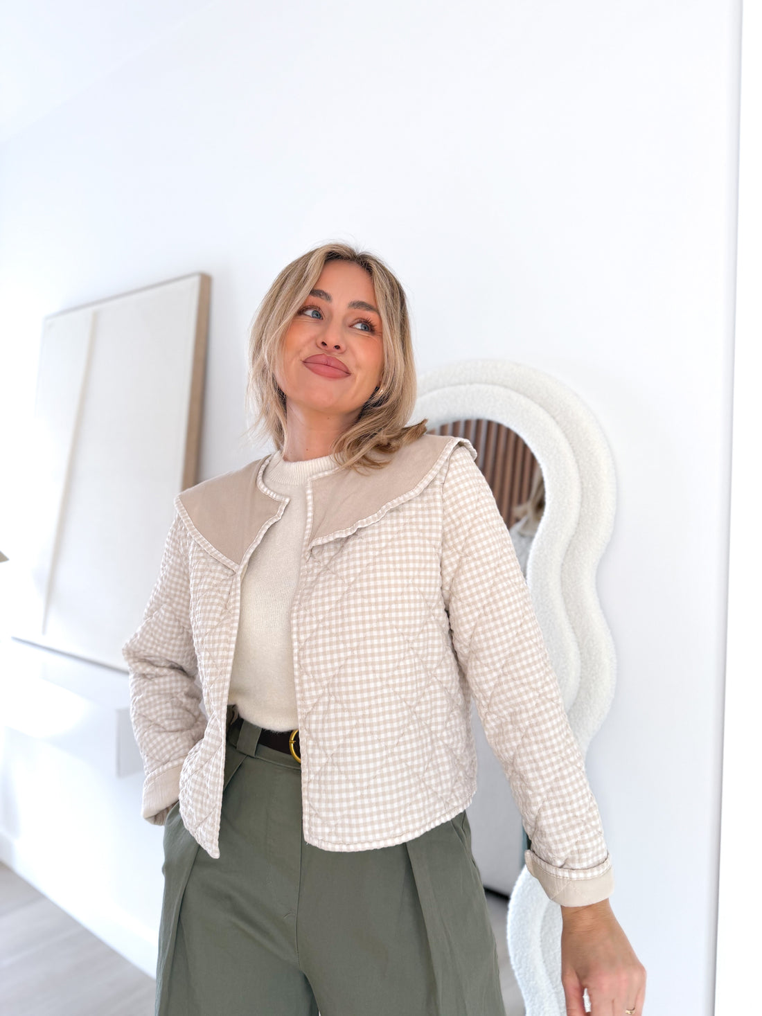 Chaqueta Vichy Beige