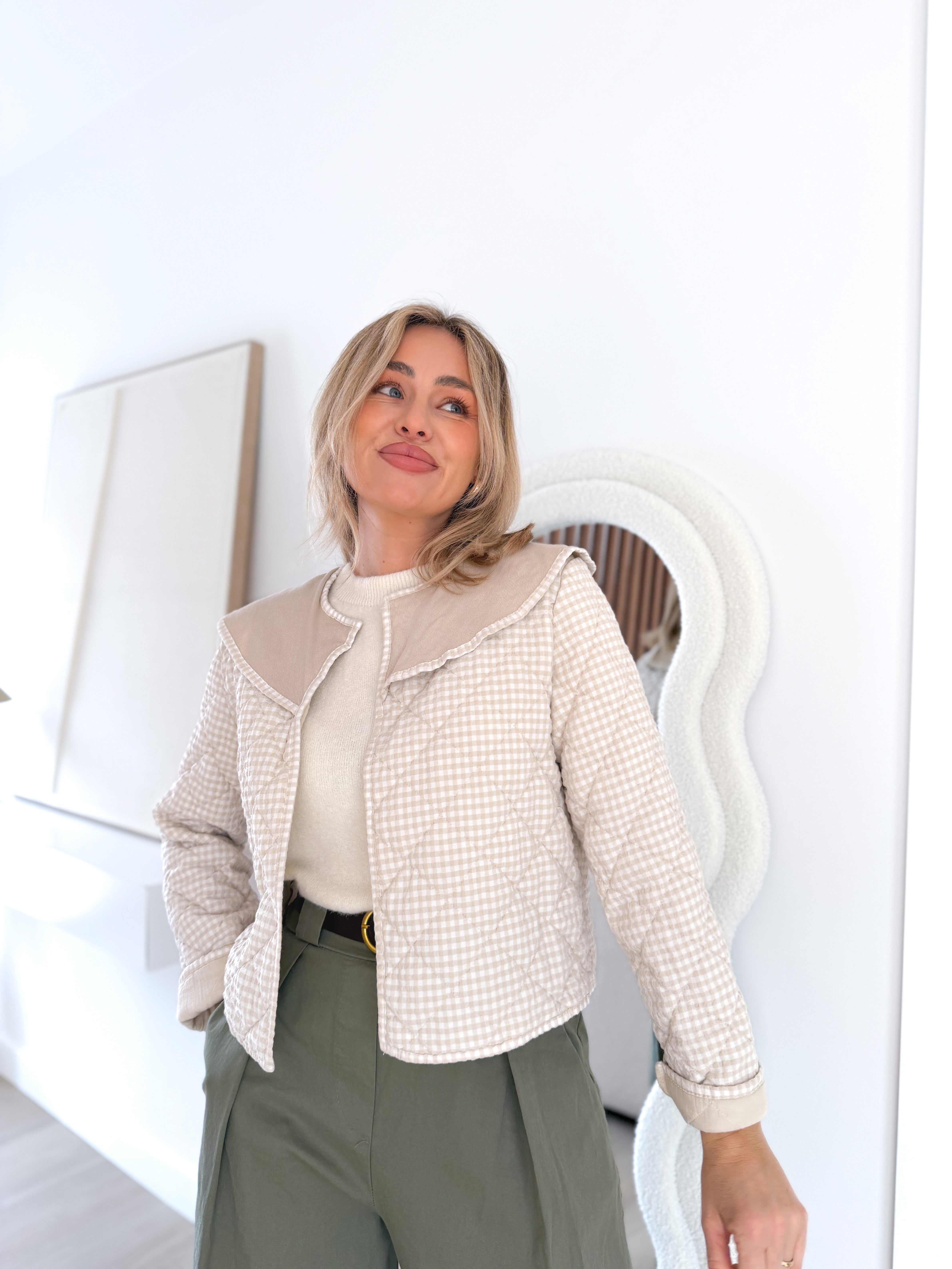 Chaqueta Vichy Beige