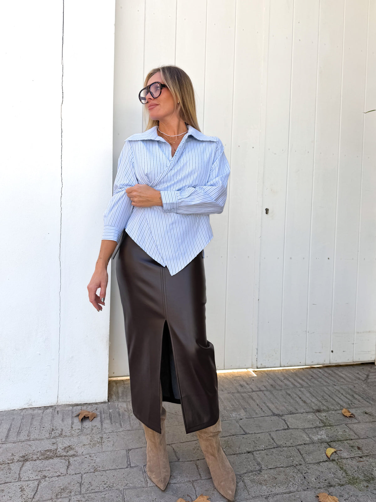 Camisa asimétrica Celeste