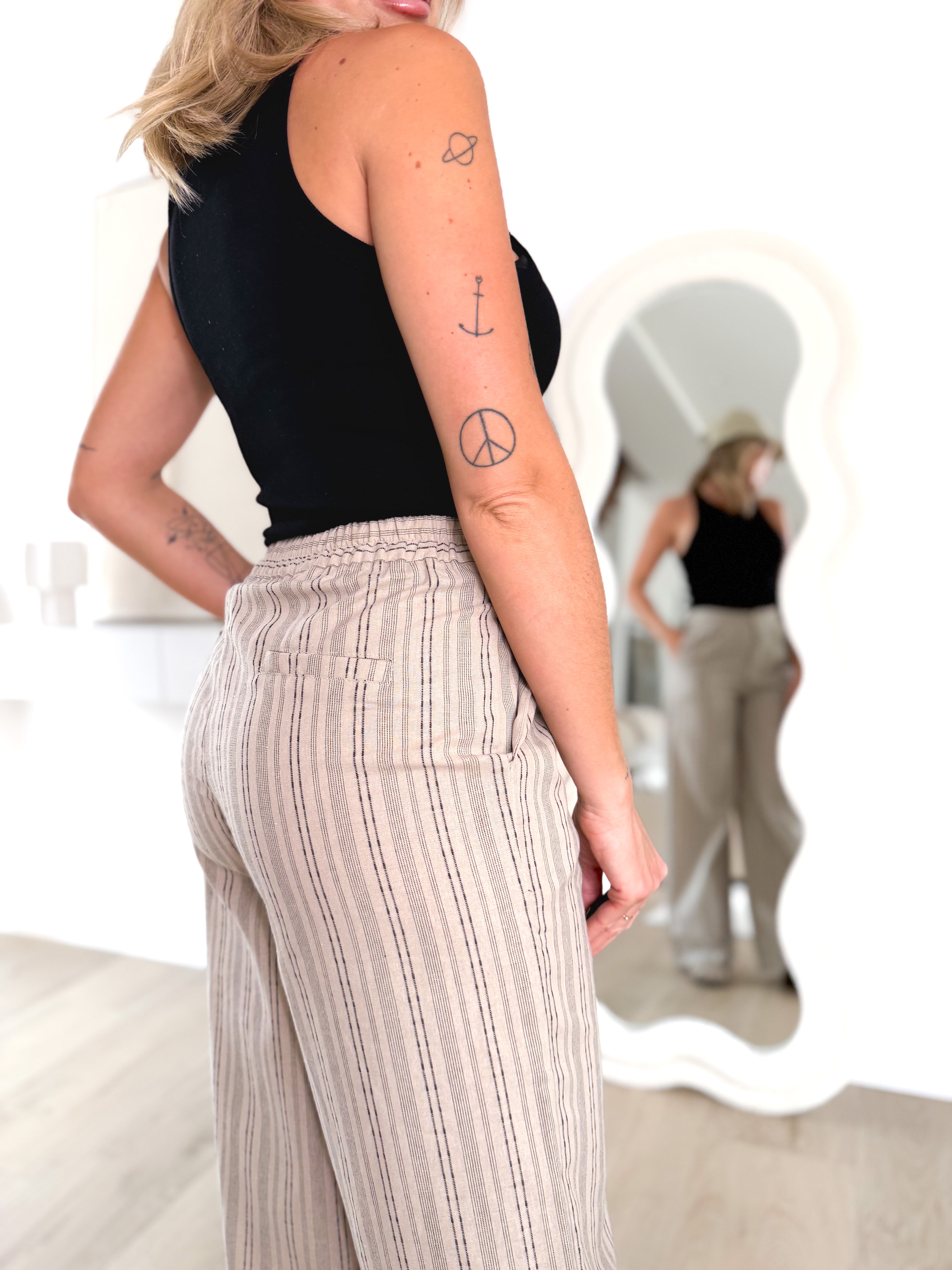 Pantalón con lino Taupe