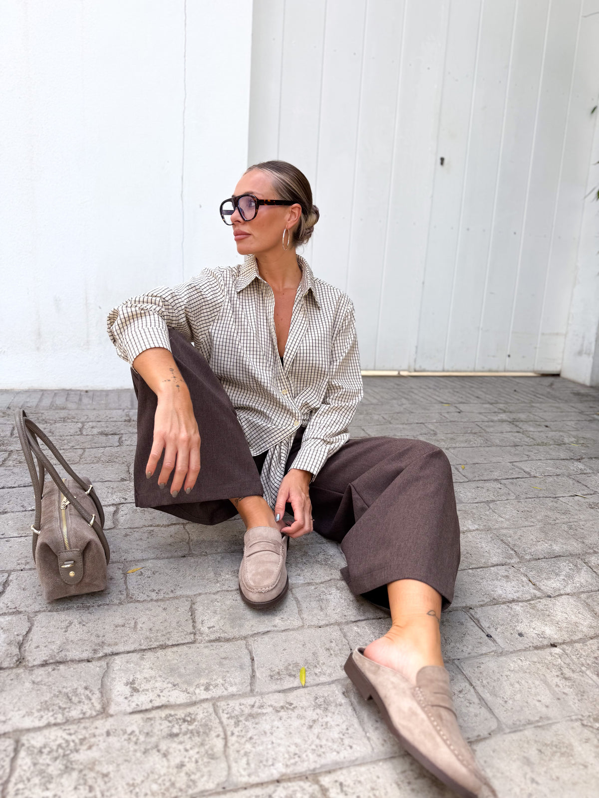 Camisa cuadros Beige/Choco
