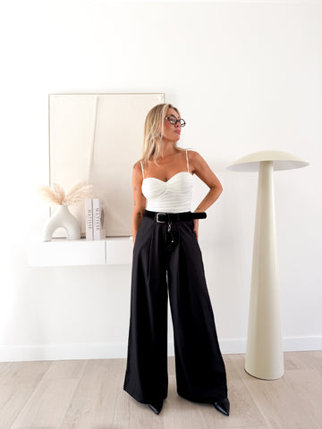 Pantalón pinza wide leg negro
