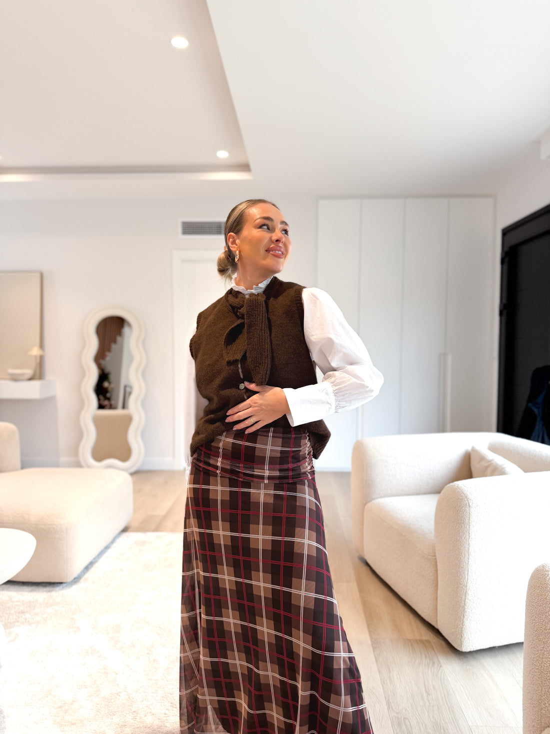 Chaleco punto anudado marrón