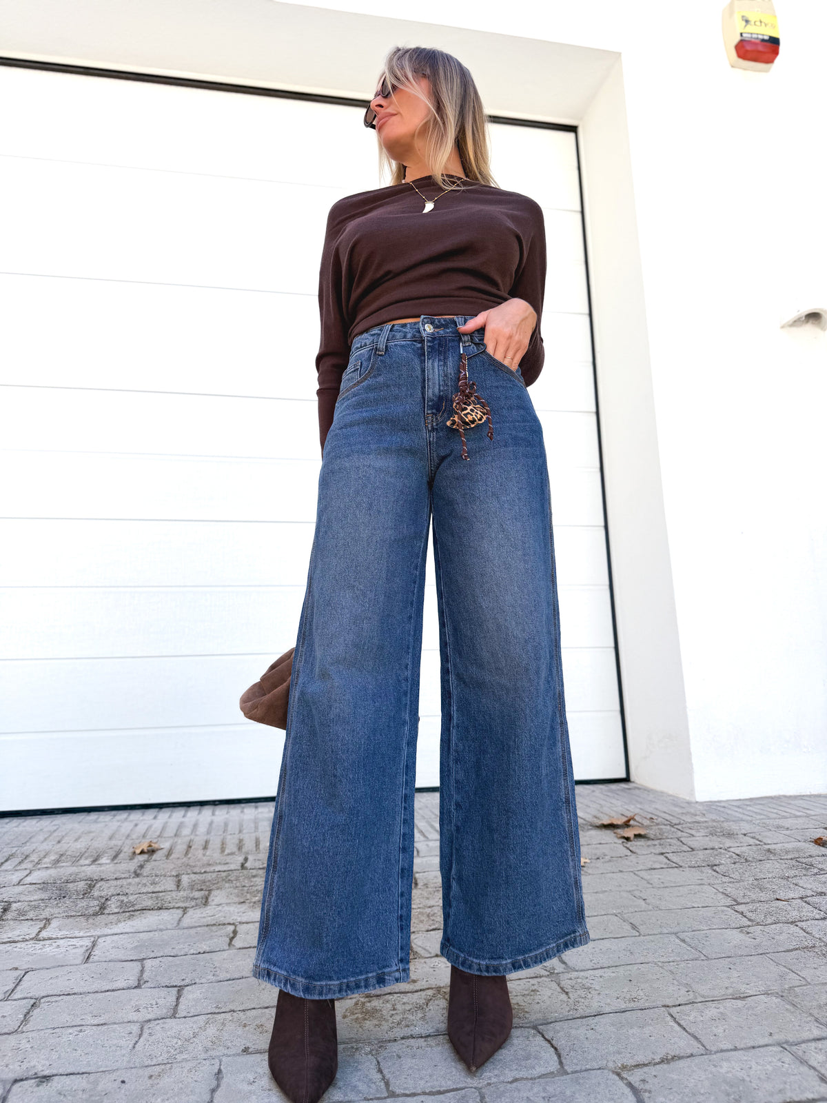 Denim wide leg push up