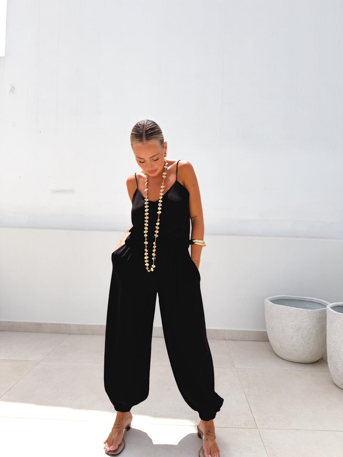 Pantalón bombacho negro