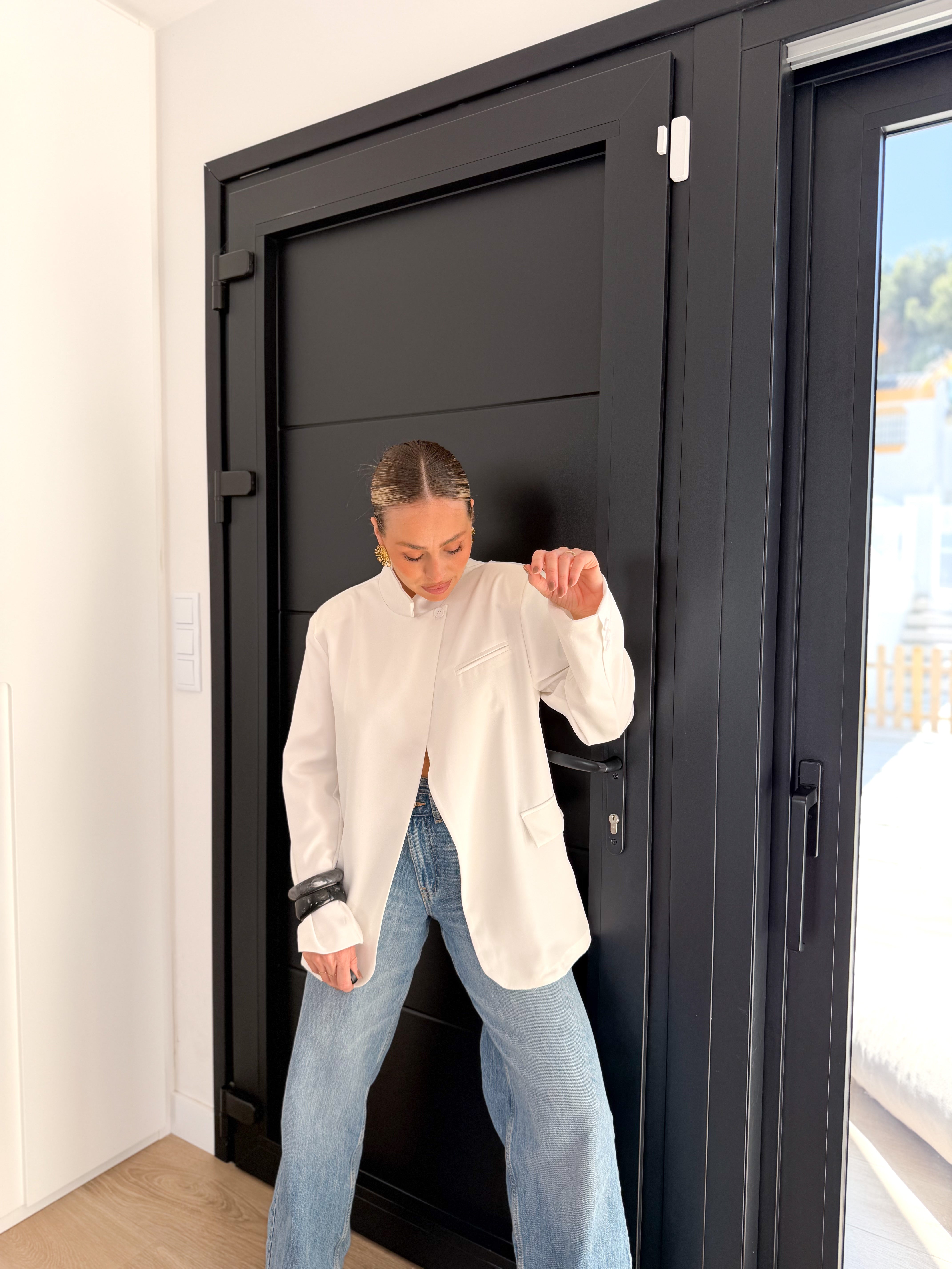 Blazer cruzada oversize Blanca