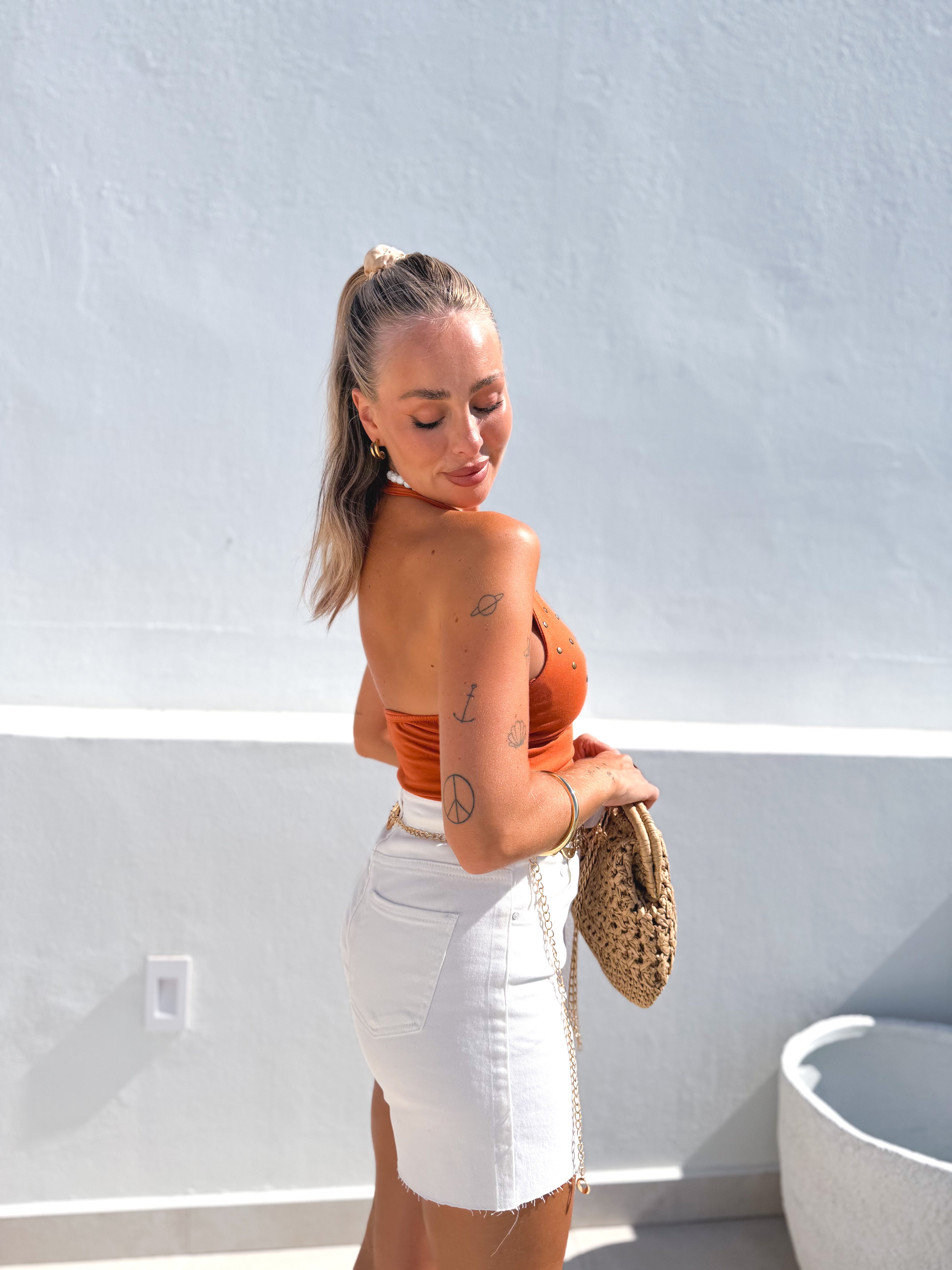 Short denim blanco