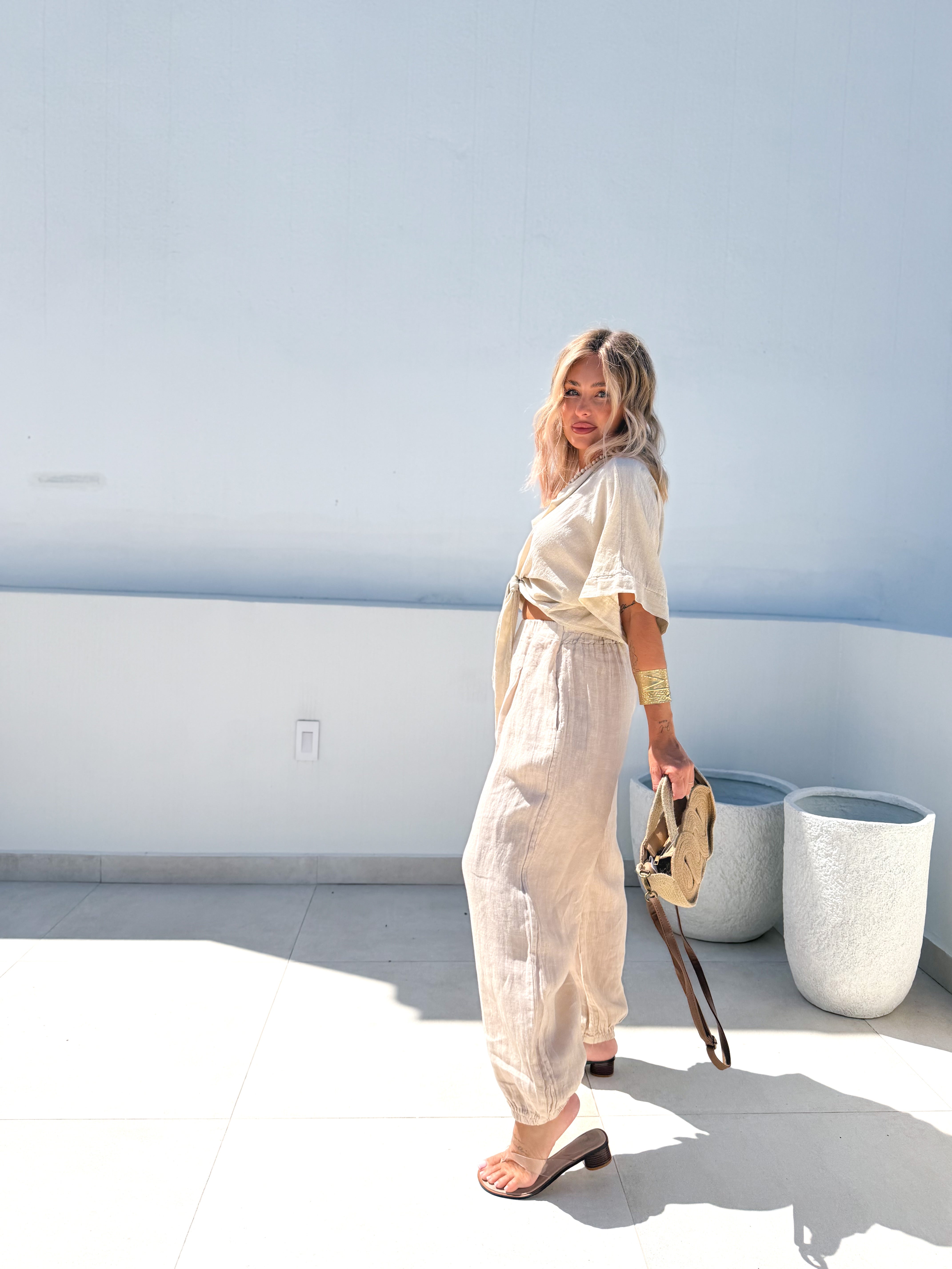 Bombacho lino beige