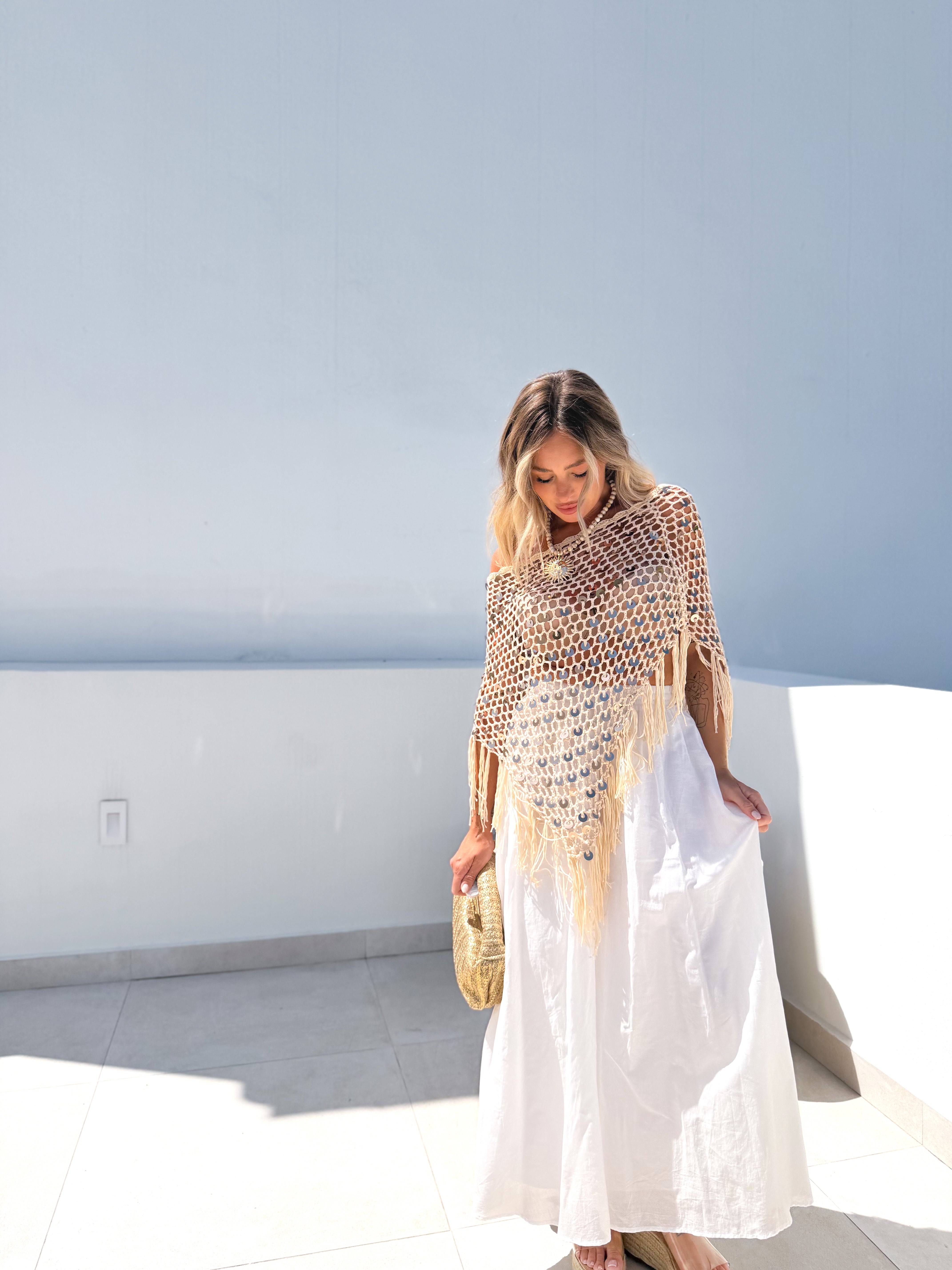 Poncho crochet combinado