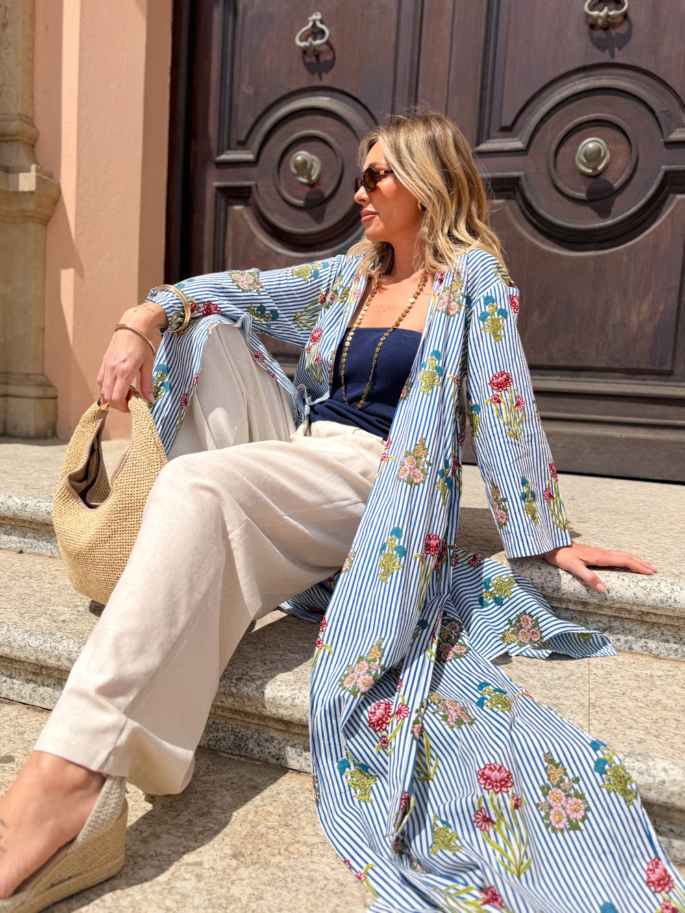 Kimono estampado Azul
