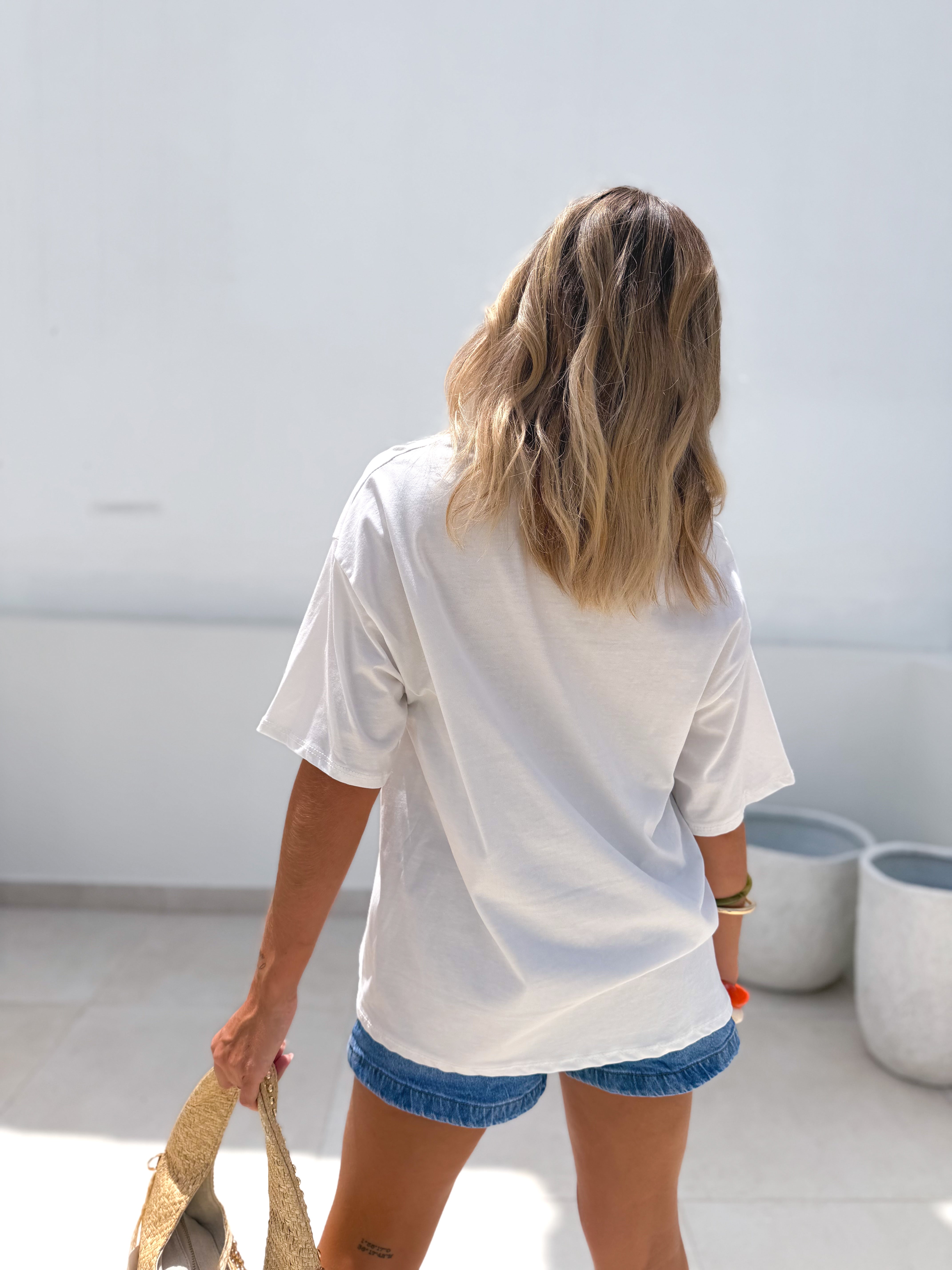 Camiseta oversize marrón/beige
