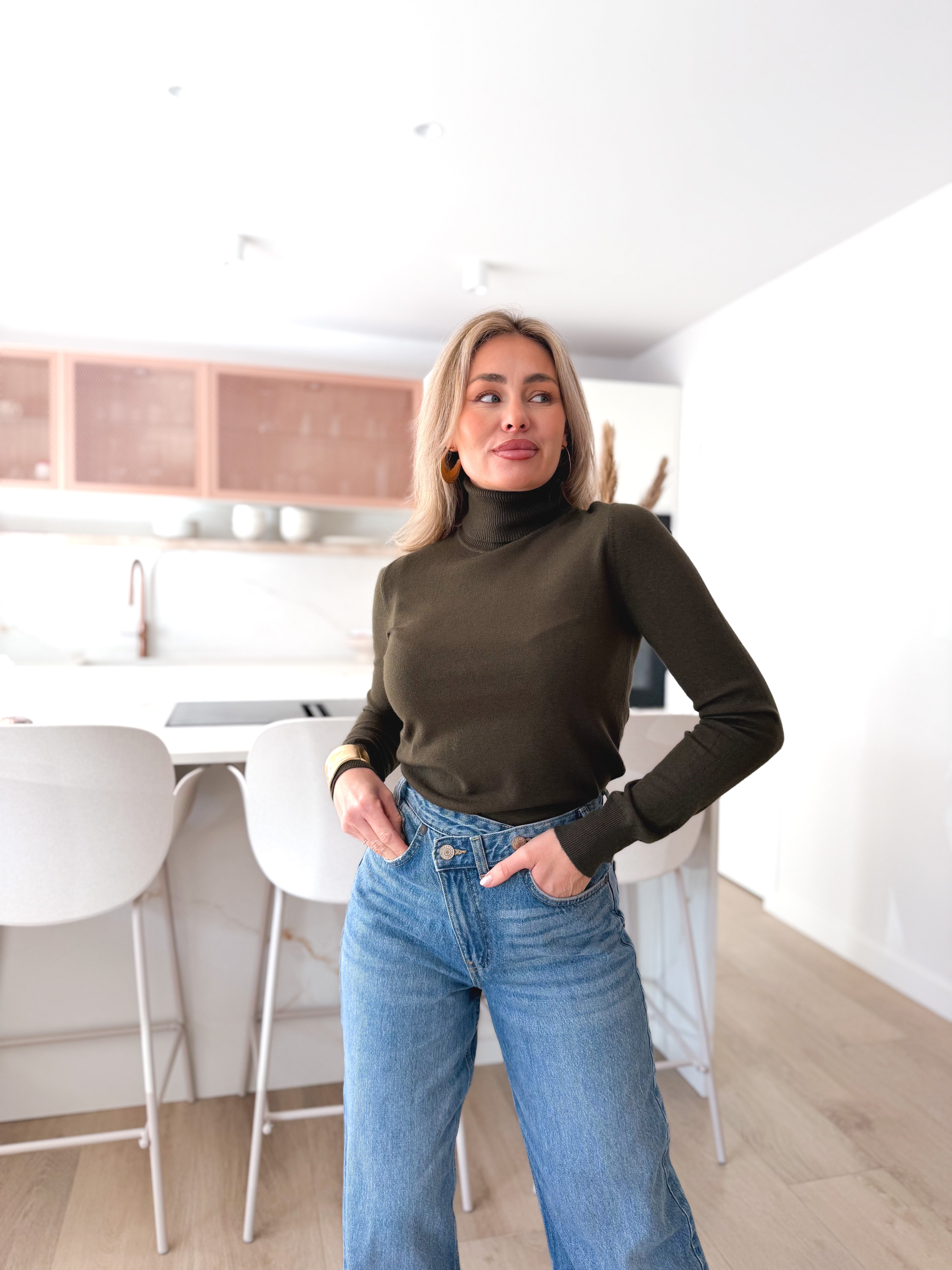 Suéter punto slim verde