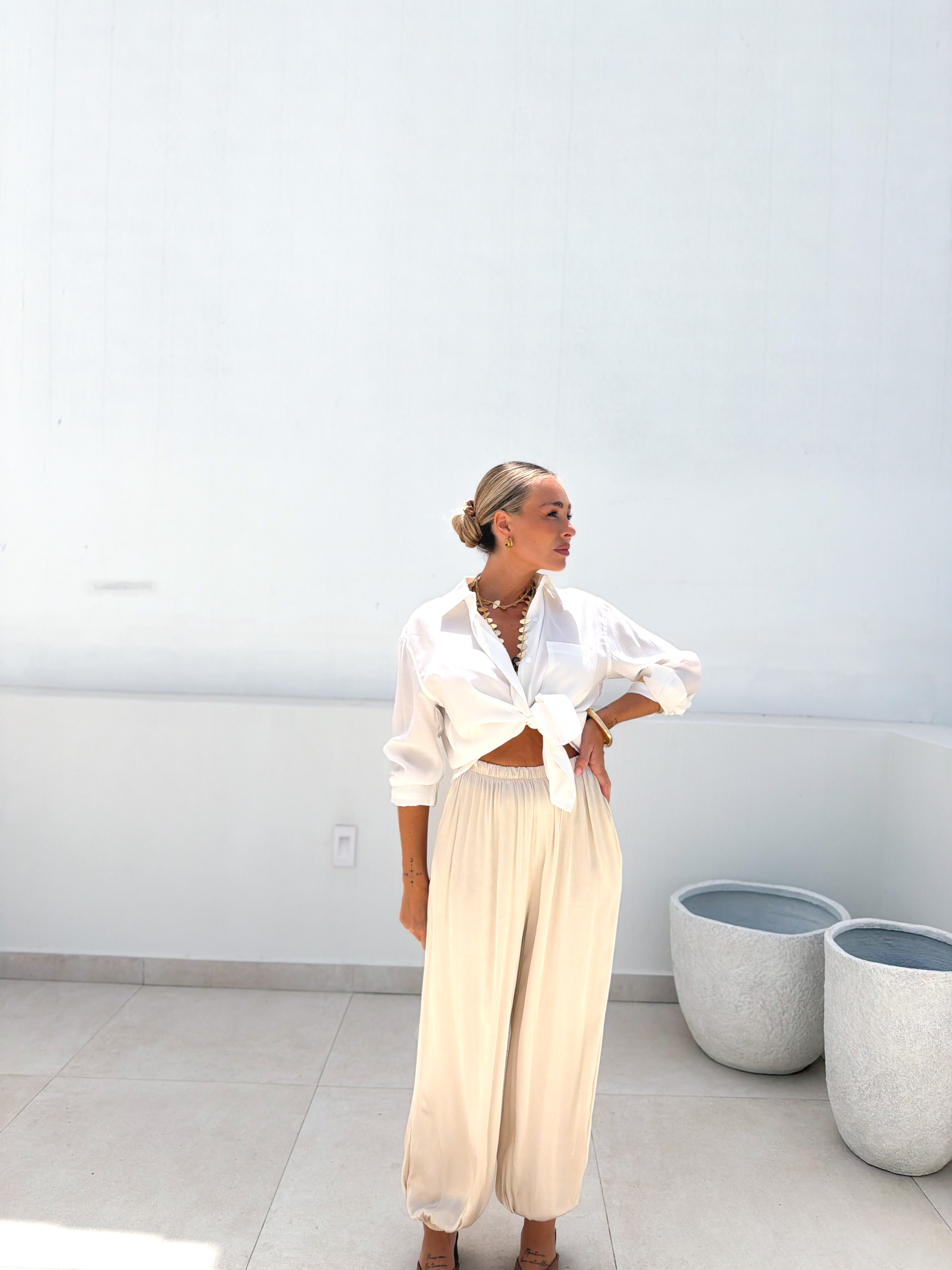 Bombacho satinado beige