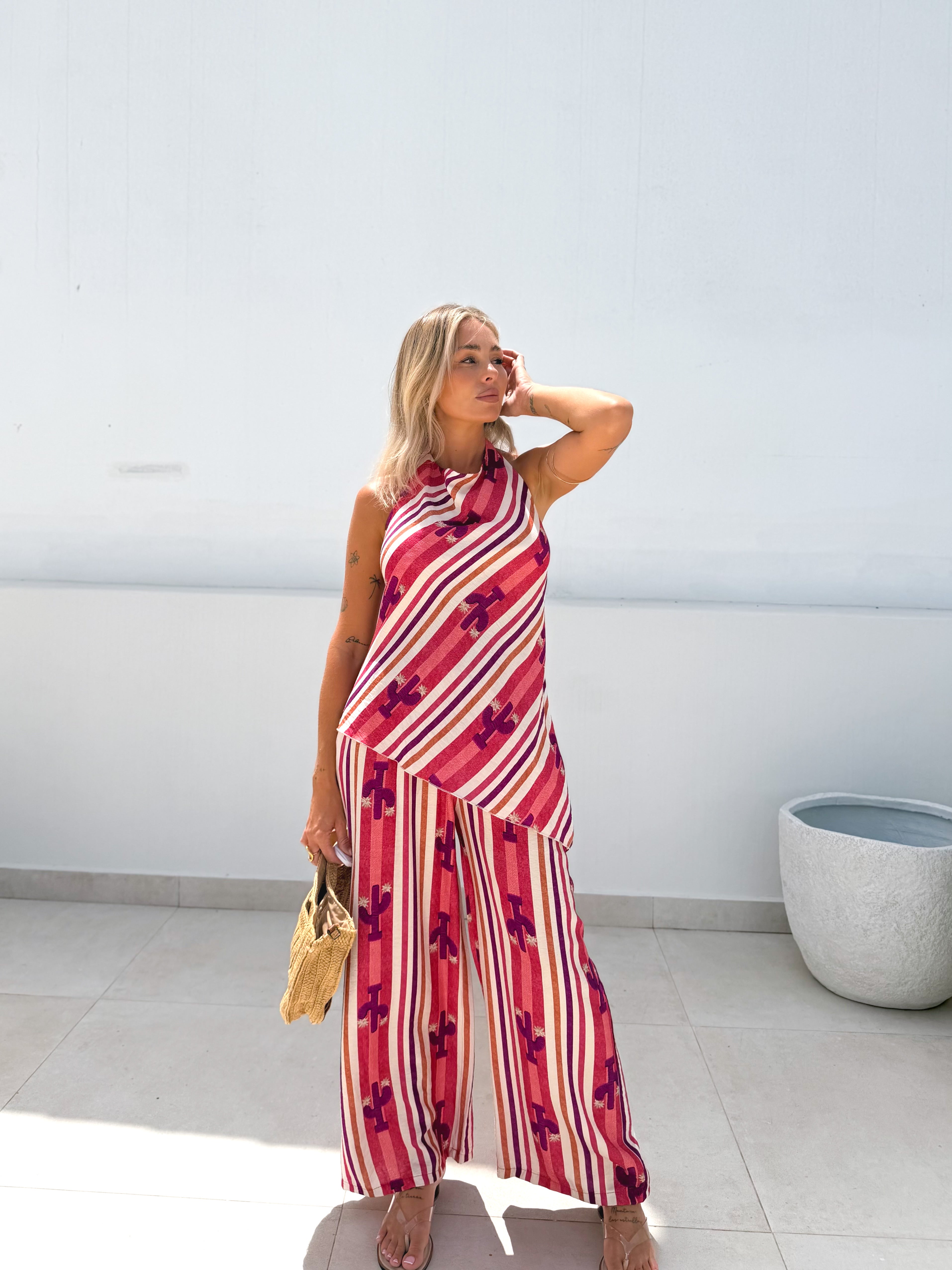 Conjunto combinado cactus rosa