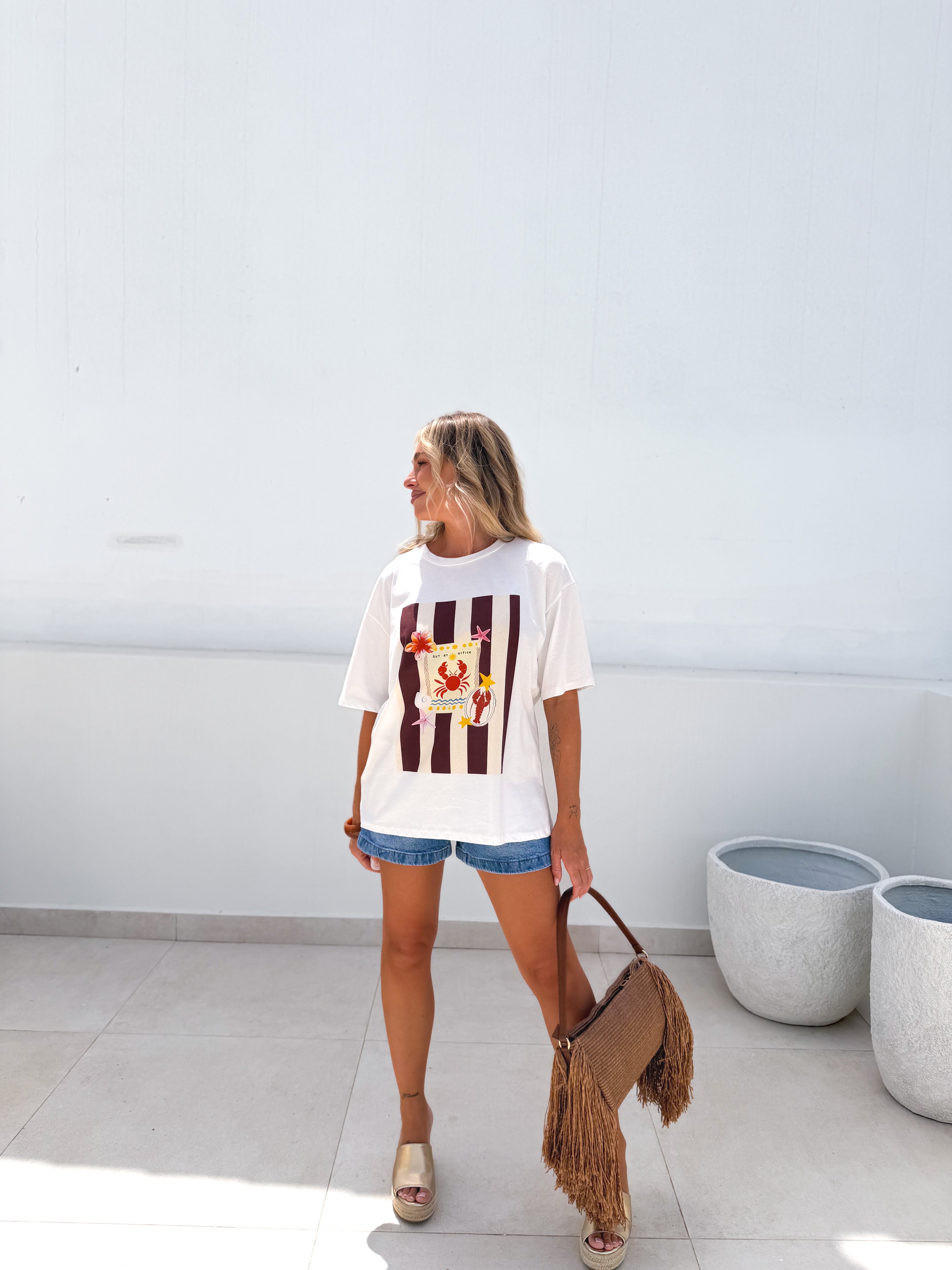 Camiseta oversize marrón/beige