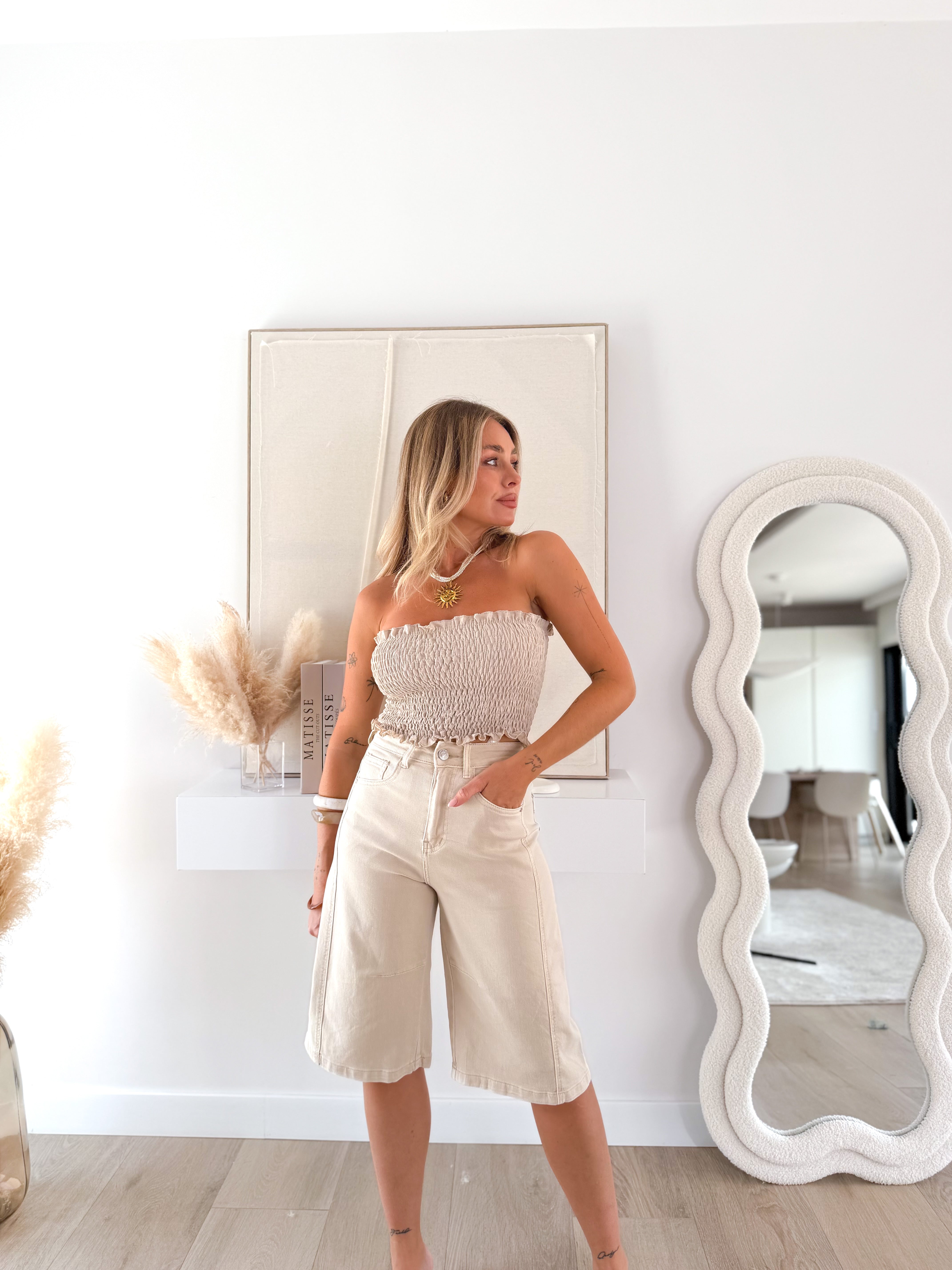 Bermuda denim beige