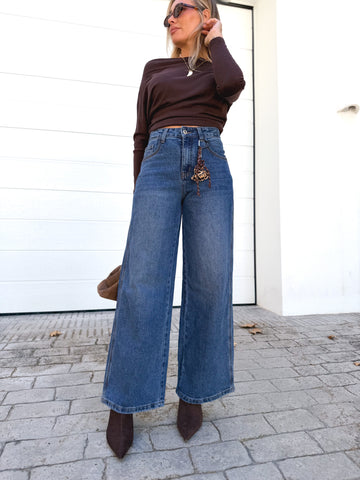 Denim wide leg push up