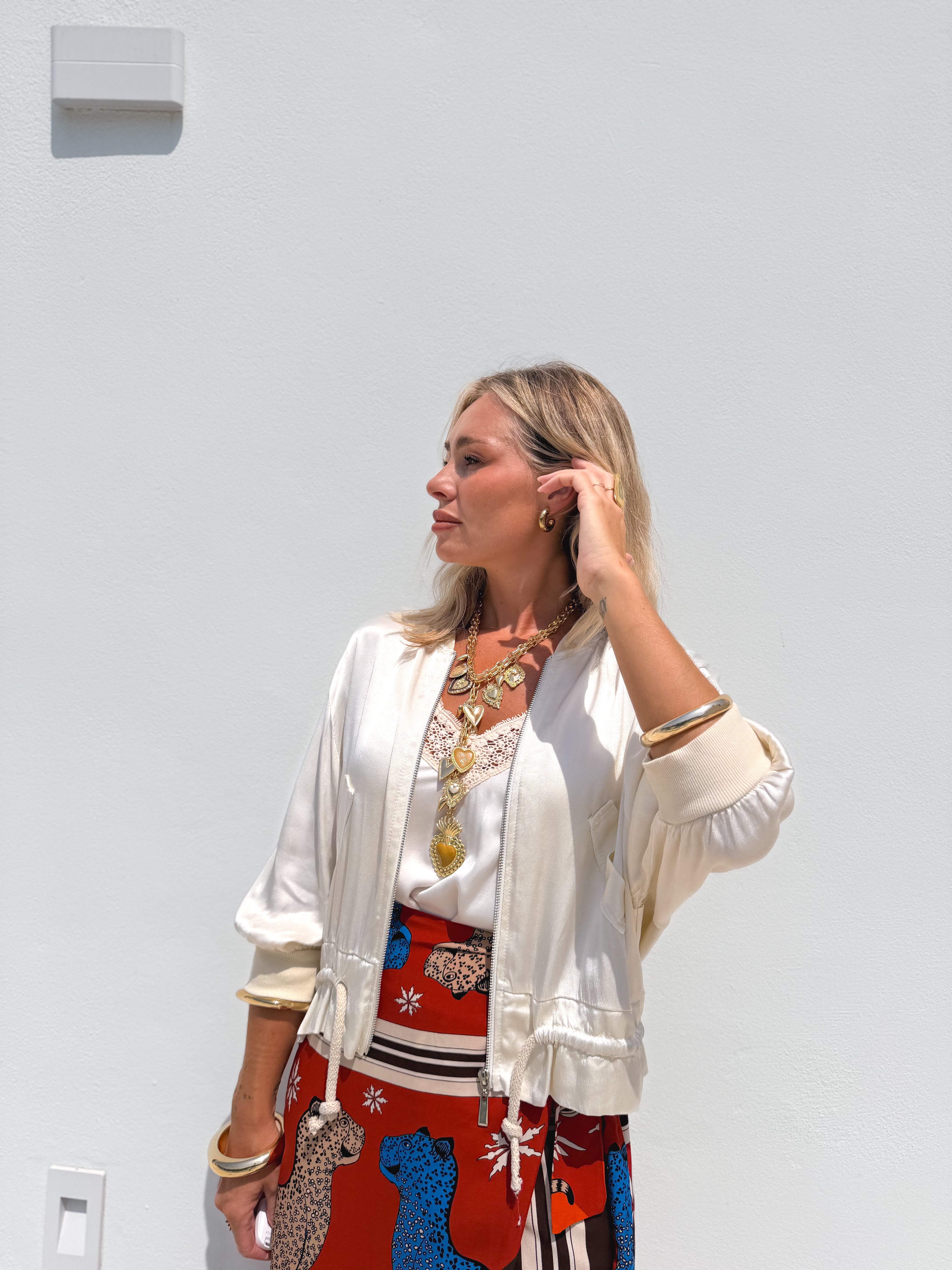 Bomber satinada beige