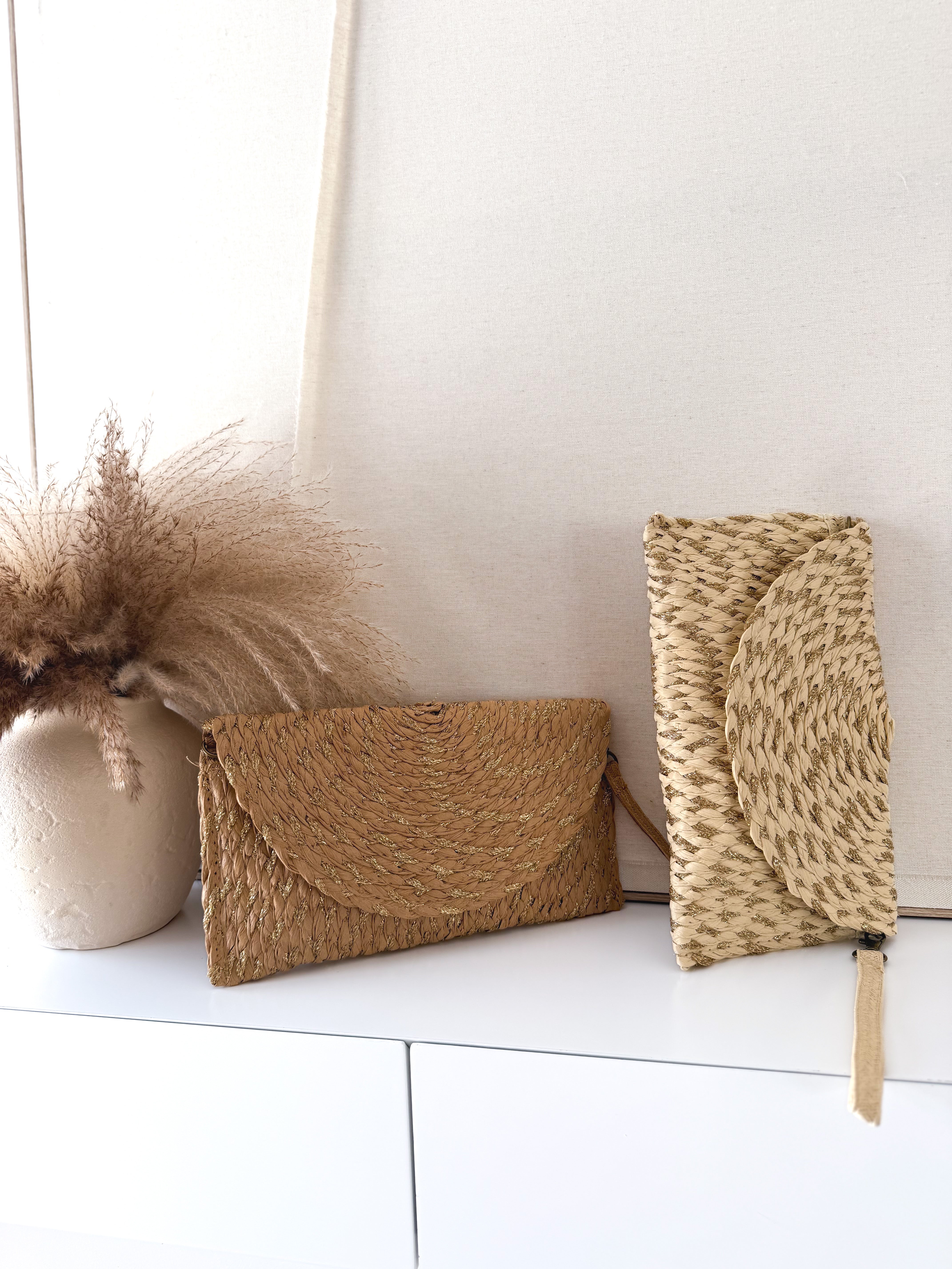 Cartera yute y oro