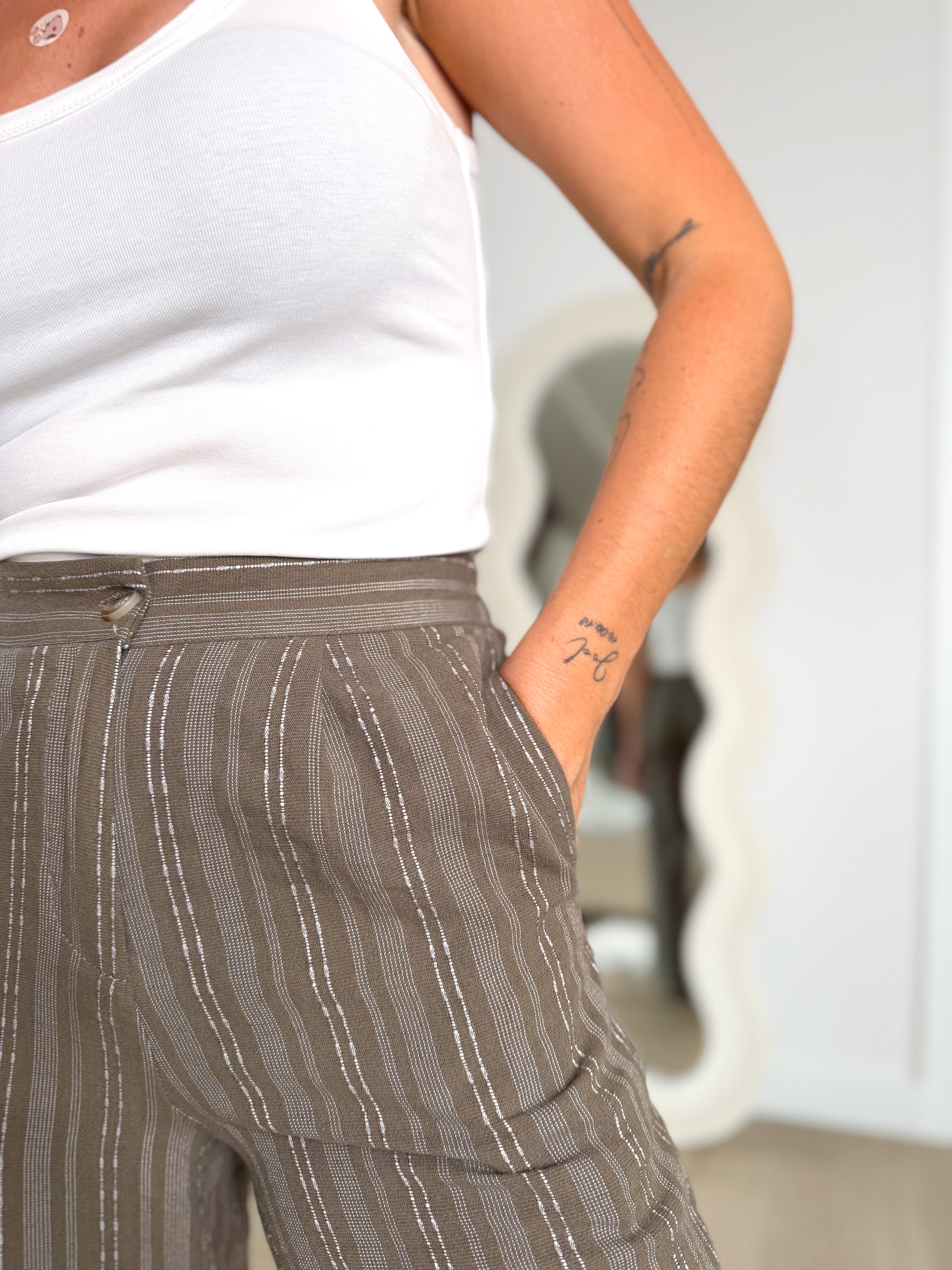 Pantalón con lino Kaki