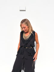 Camisa sin mangas volantes negro
