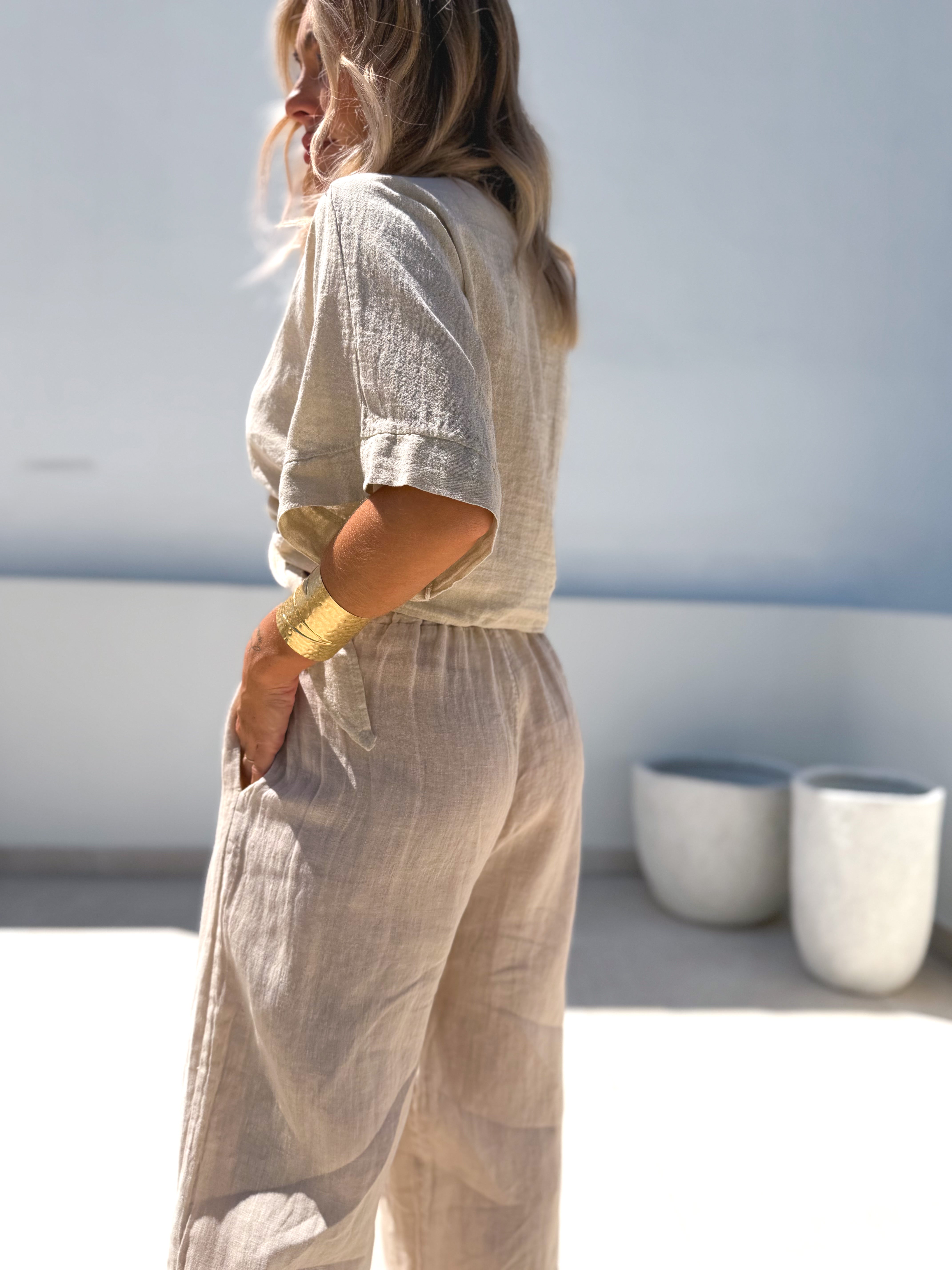 Bombacho lino beige
