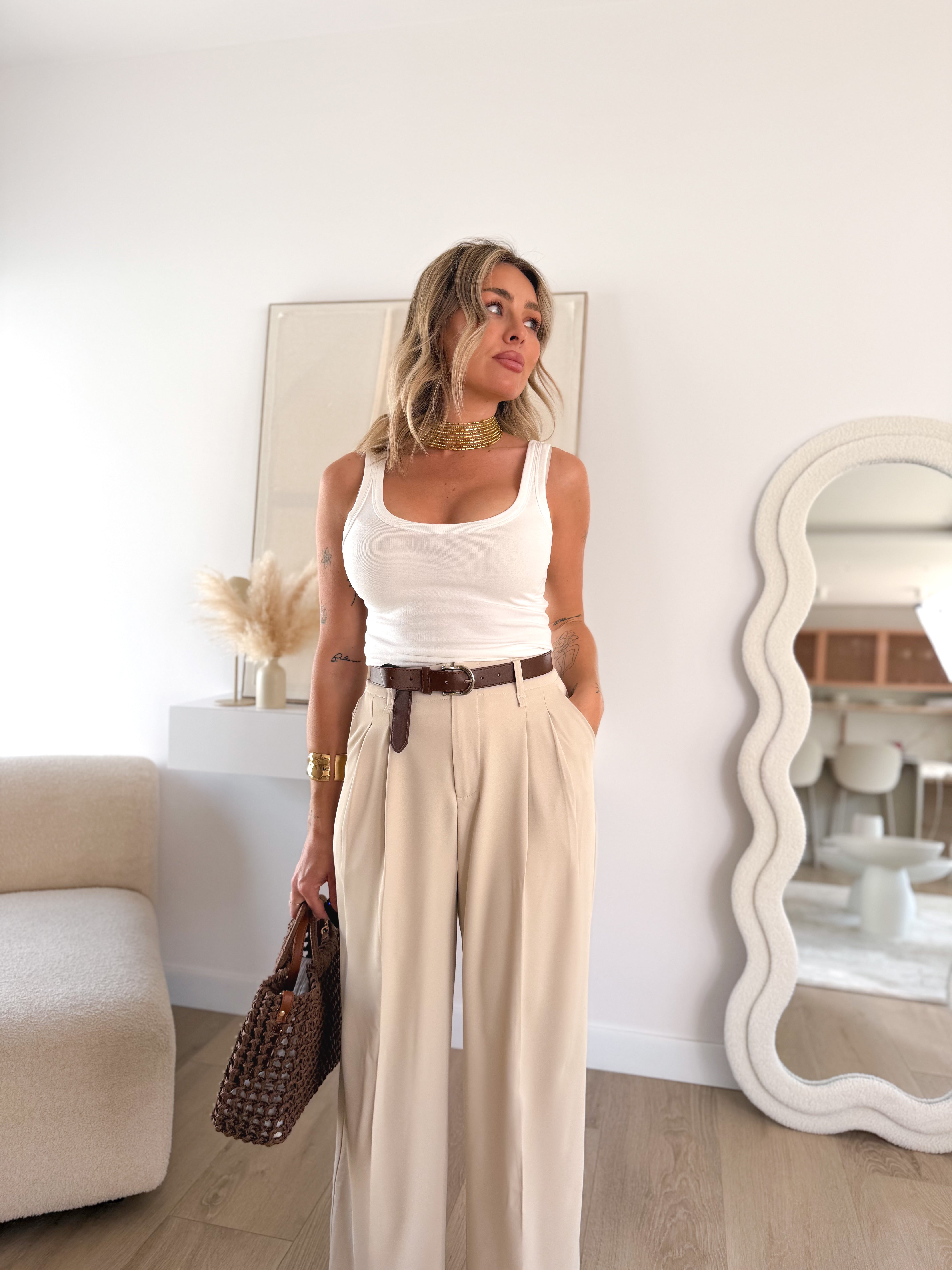 Pantalón pinza wide leg
