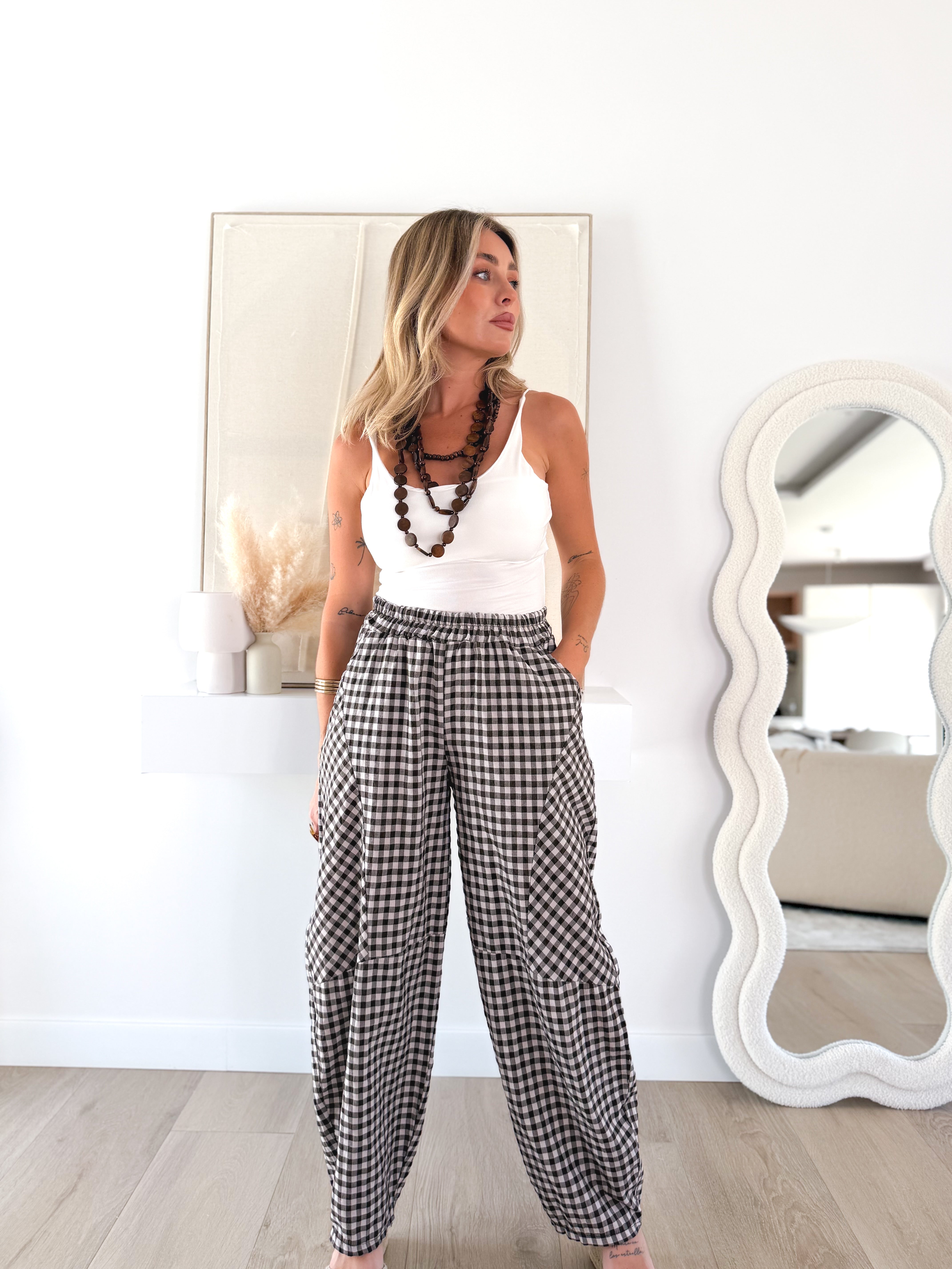 Pantalón bombacho Vichy choco
