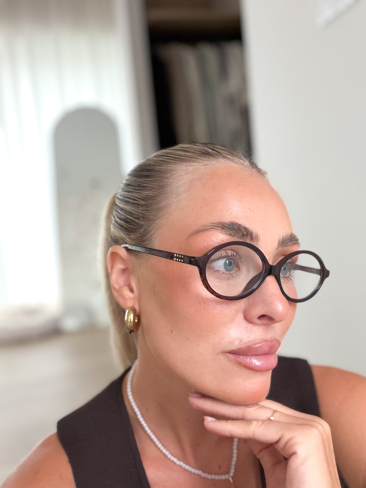Gafas ovaladas marrón