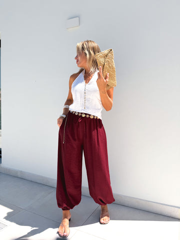 Pantalón Bombacho Burdeos