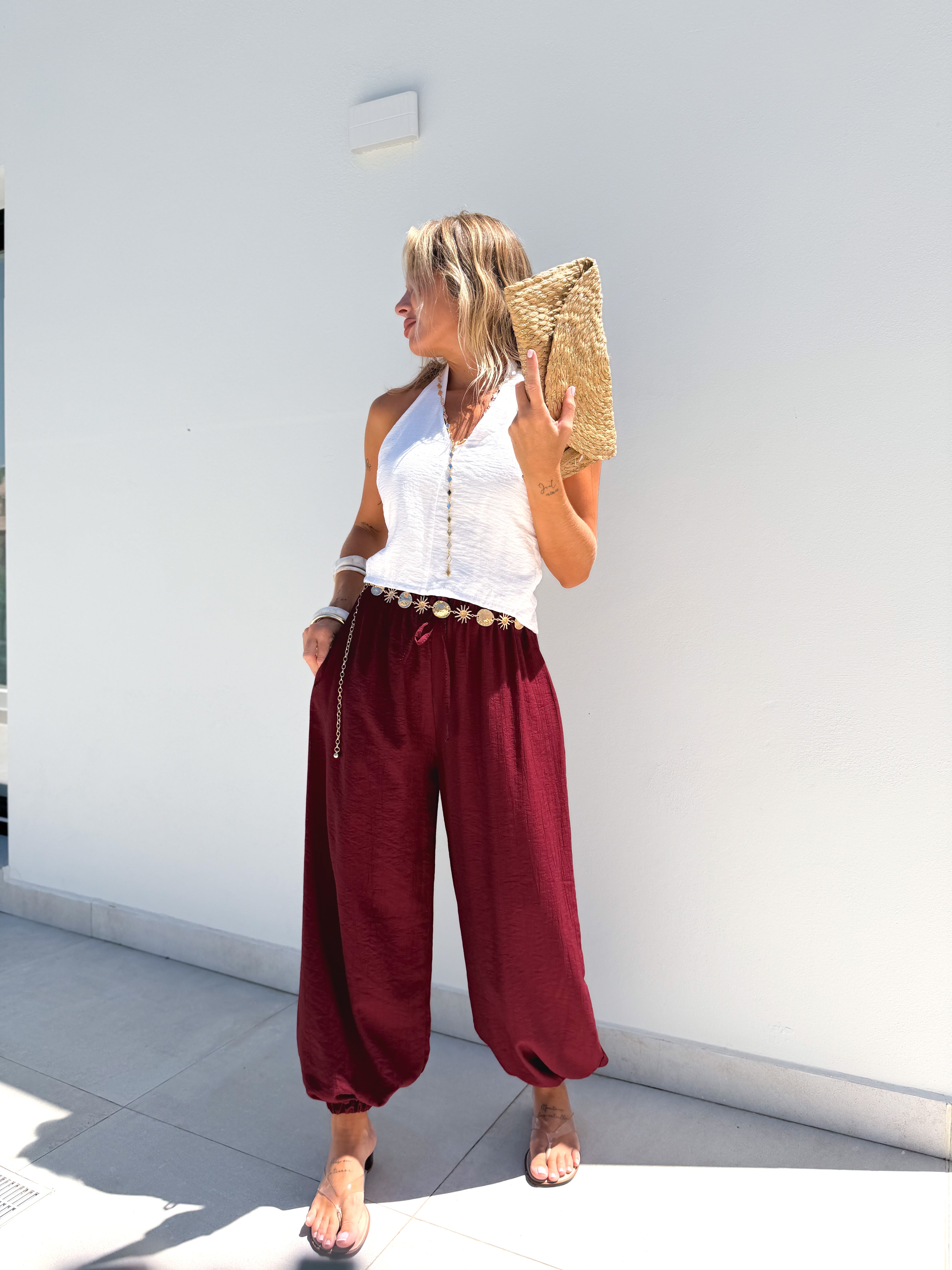 Pantalón Bombacho Burdeos