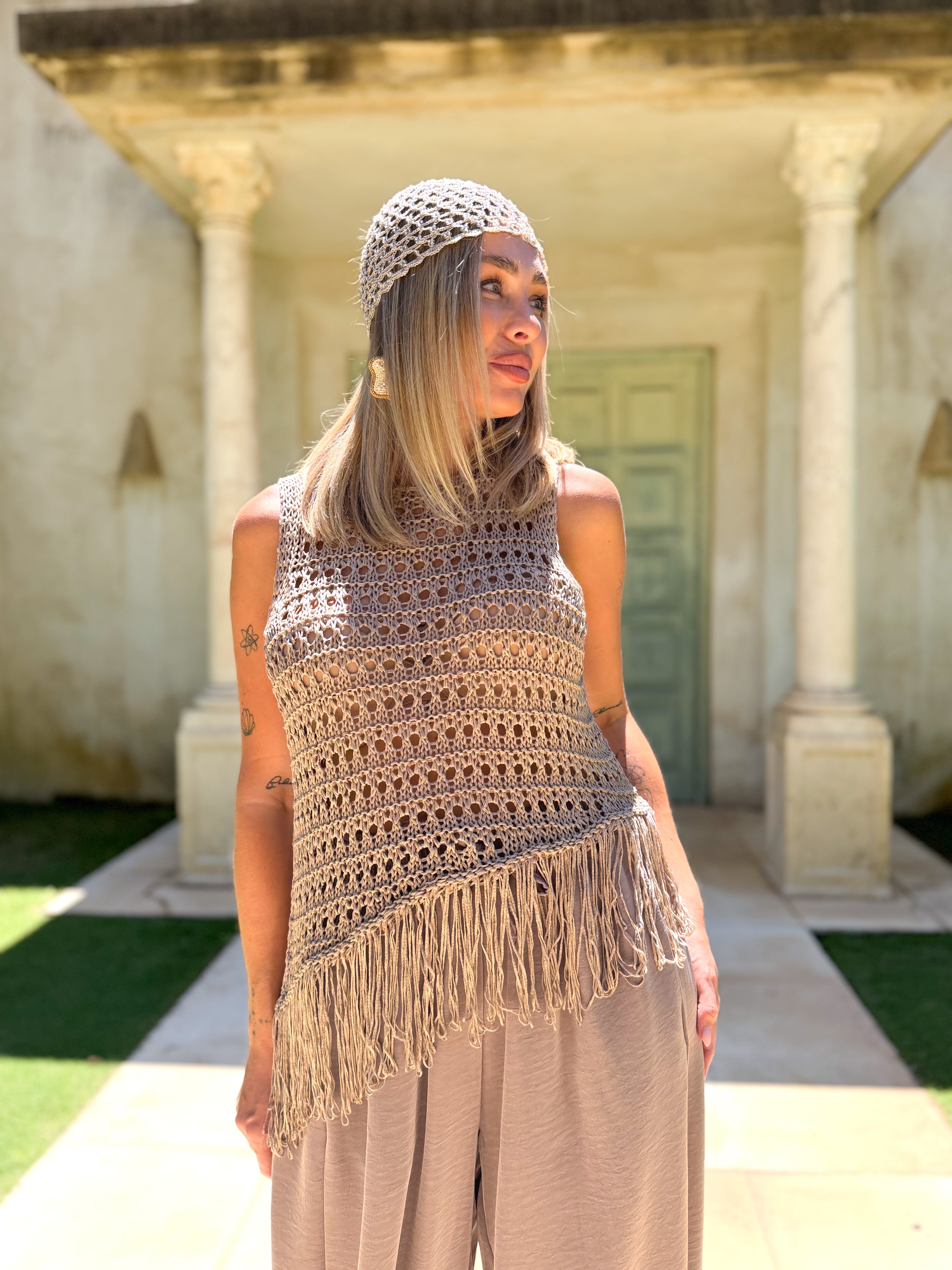 Top crochet combinado Tierra