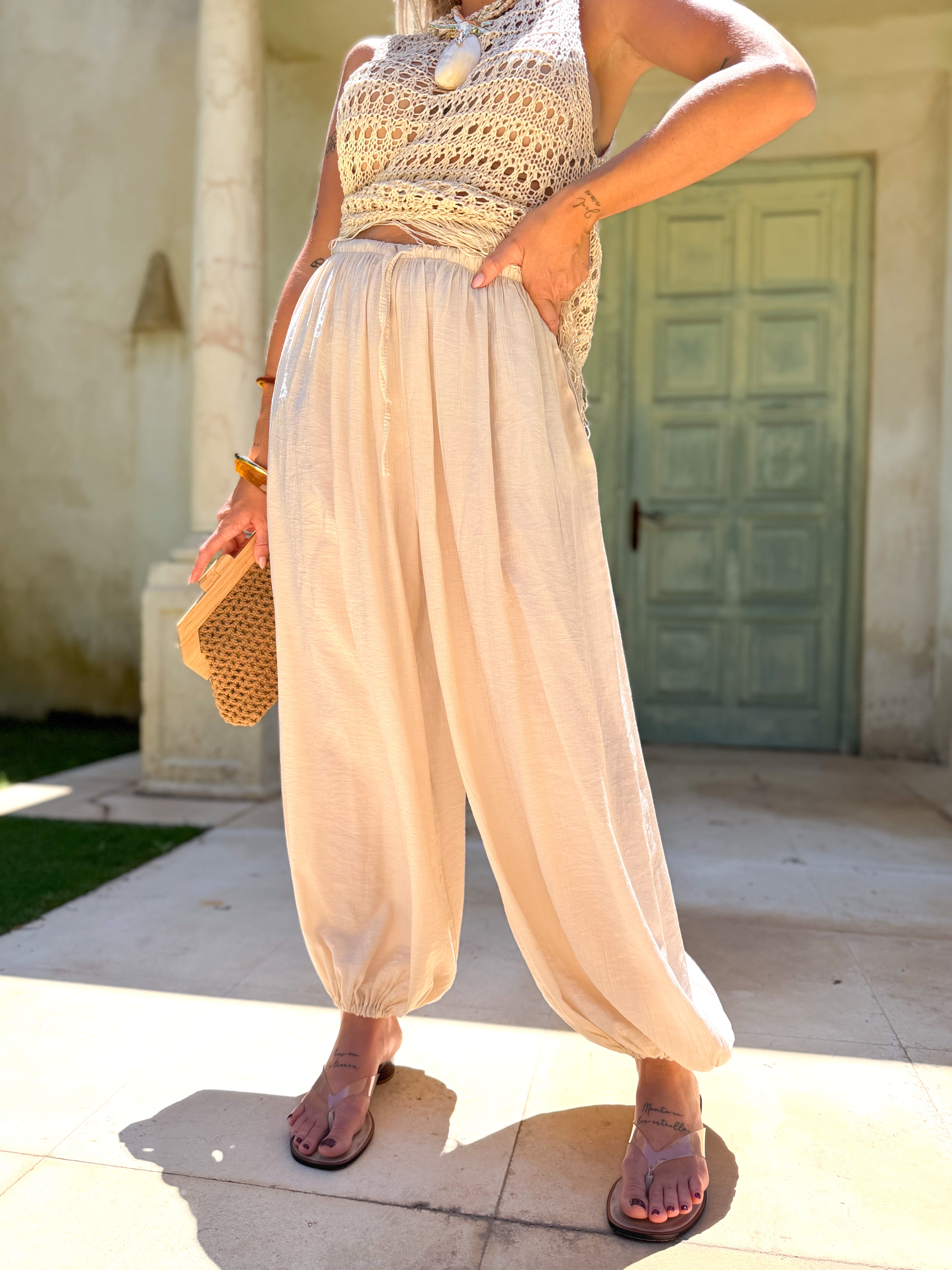 Bombacho fluido beige