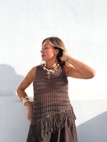 Top crochet combinado choco