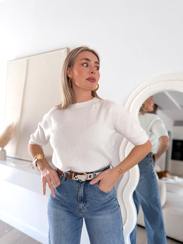 Jersey punto sin mangas blanco