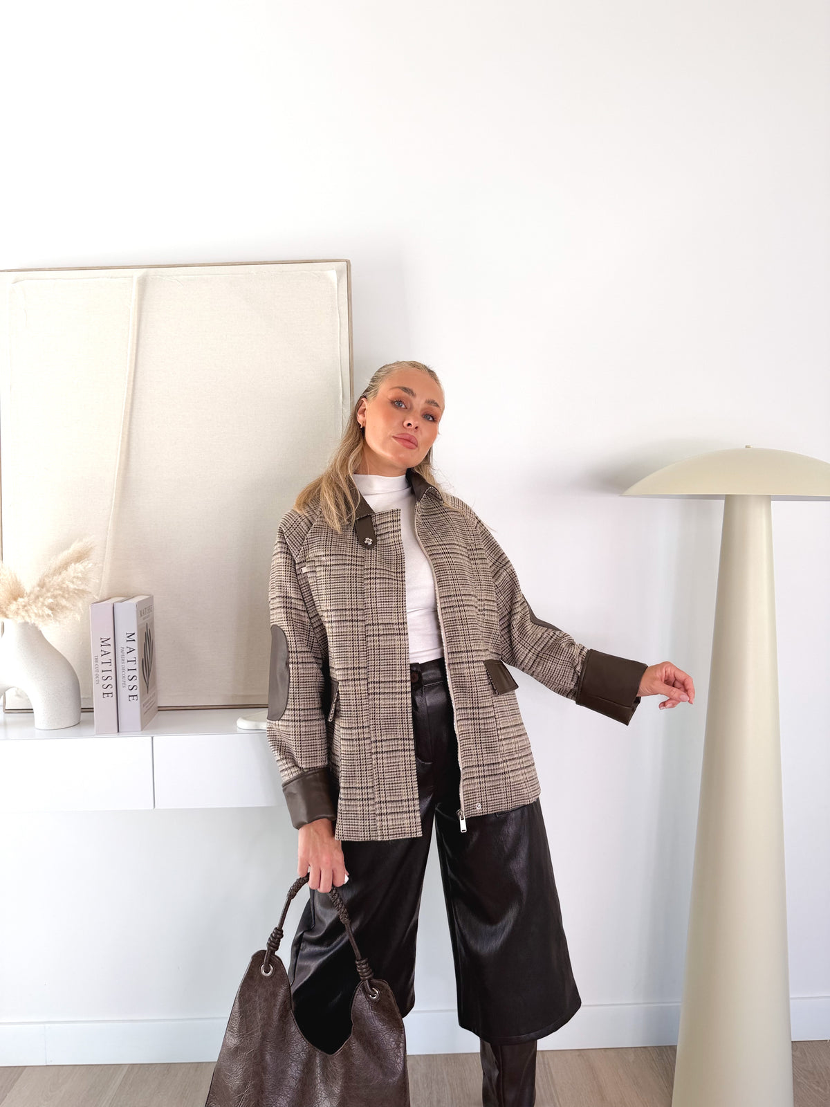 Chaqueta cuadros combinada