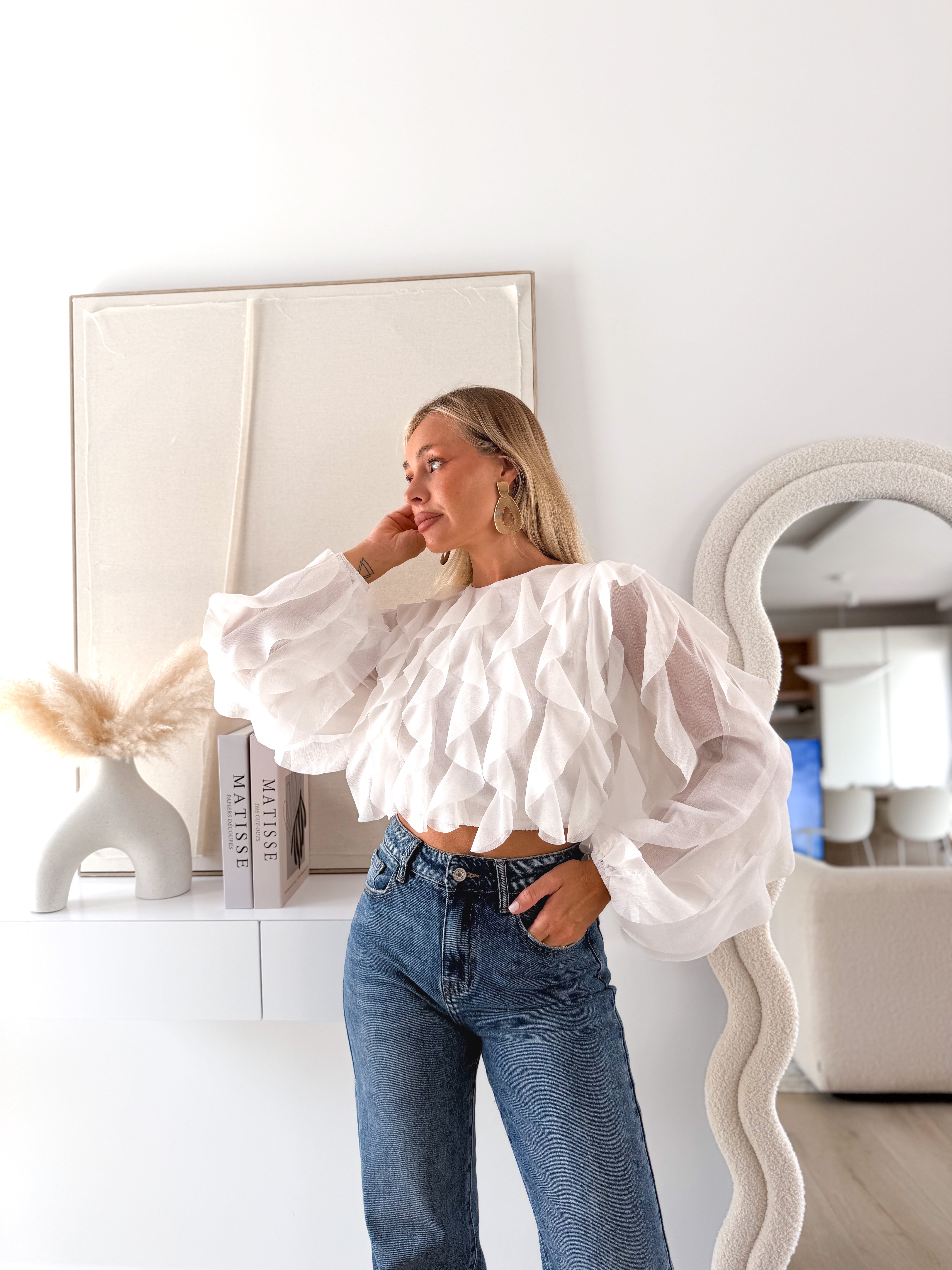 Blusa volantes blanca