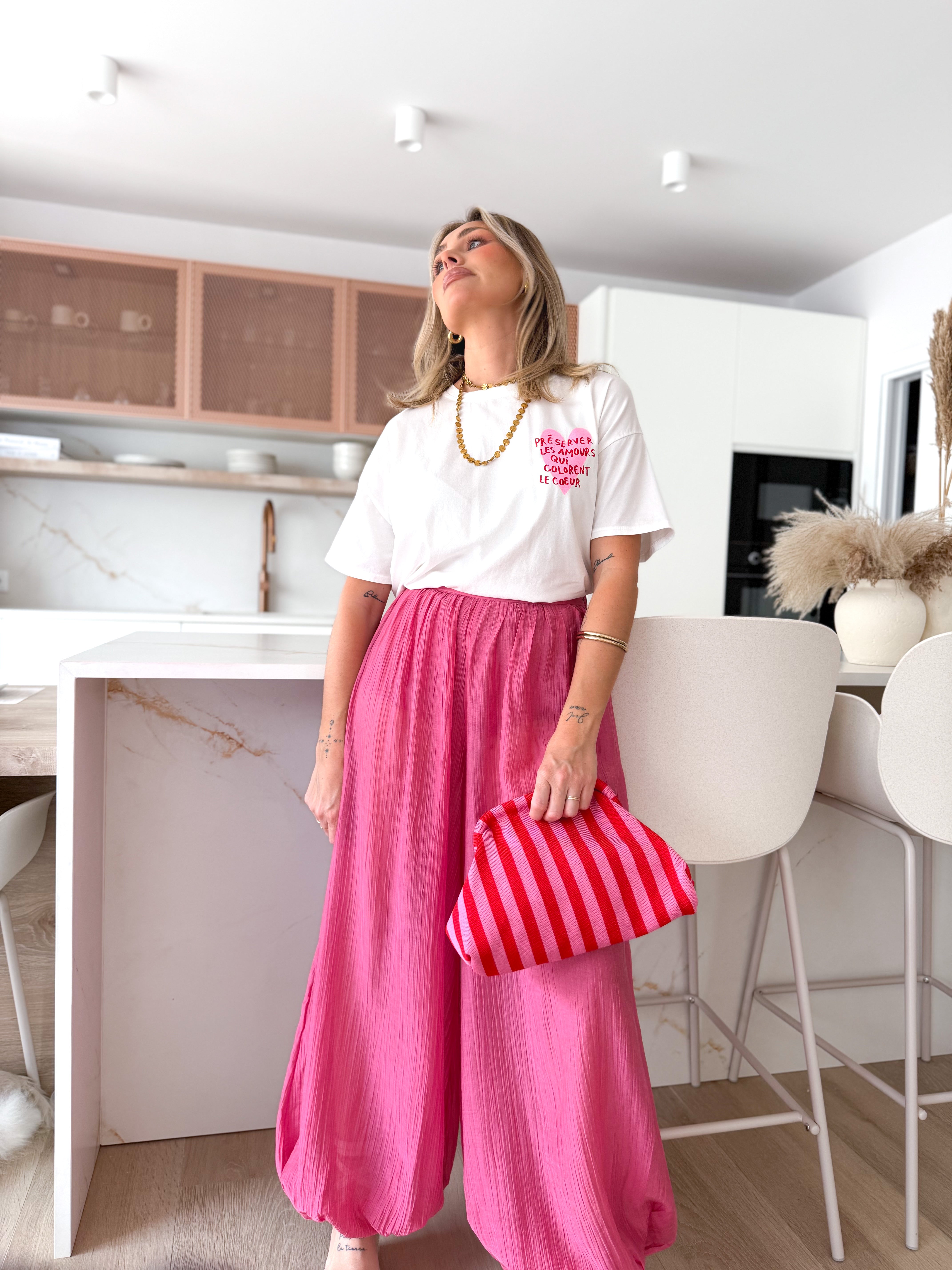 Pantalón fluido ballon rosa