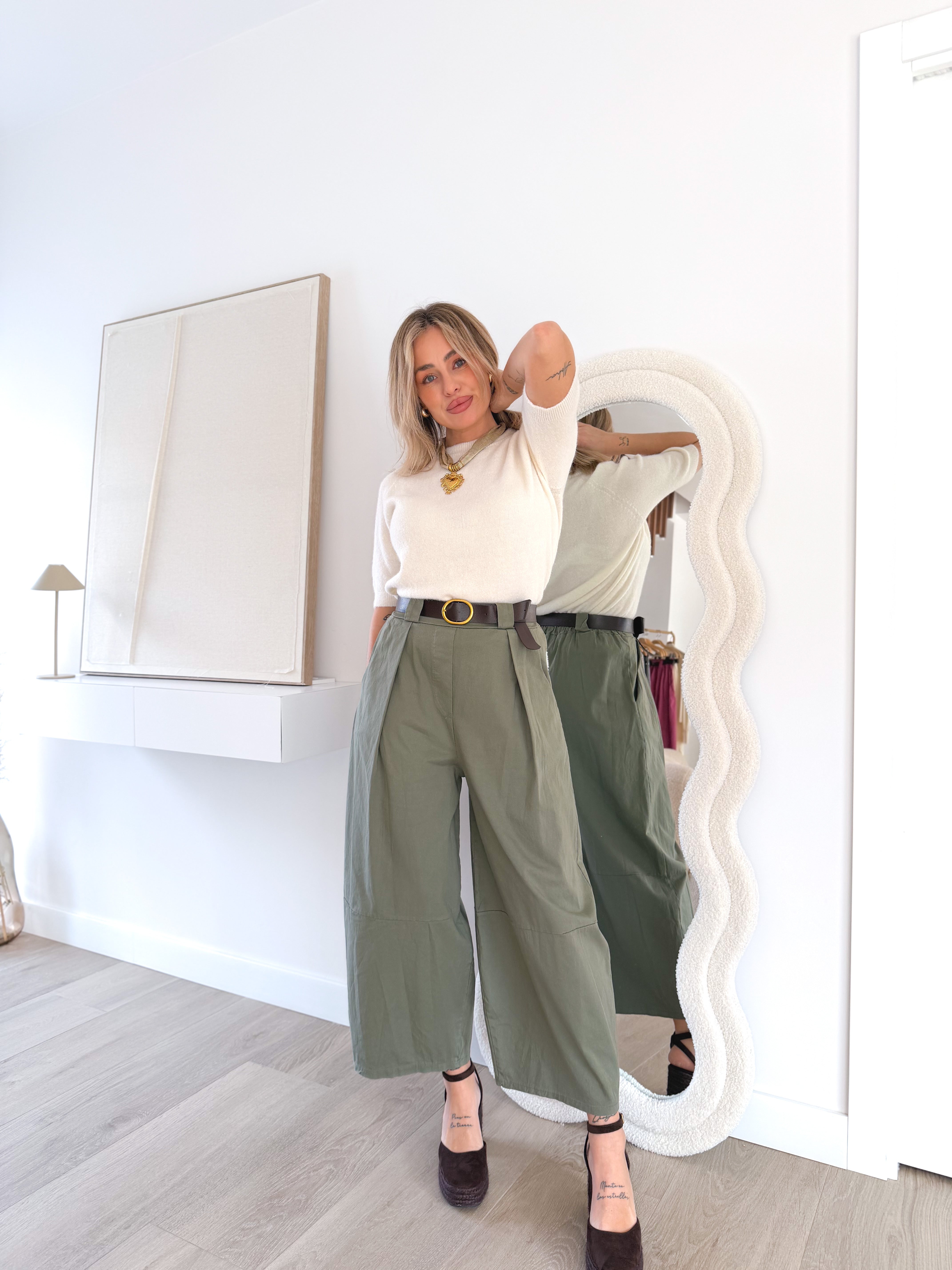 Pantalón ballon pinza verde