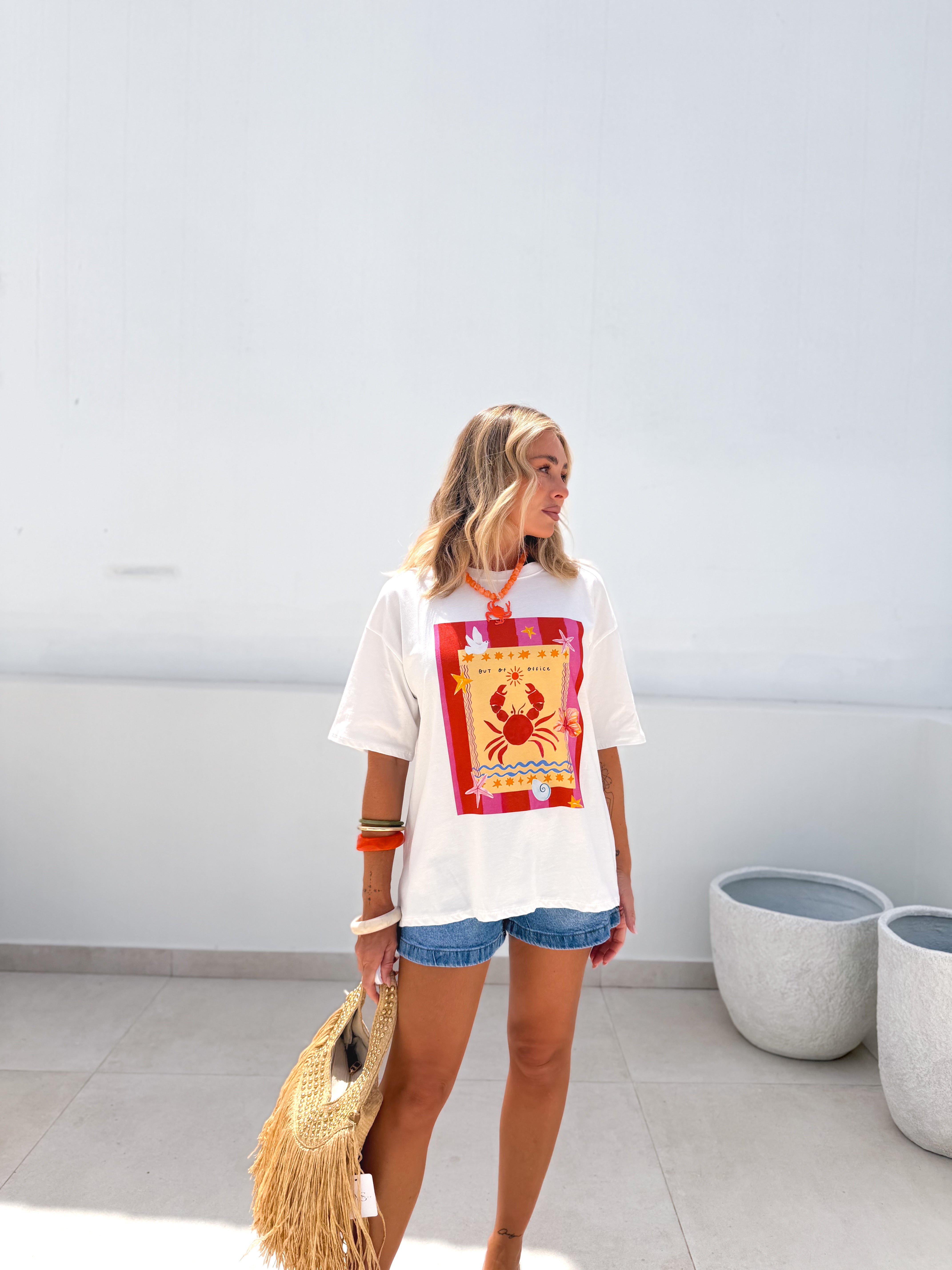 Camiseta oversize roja/rosa