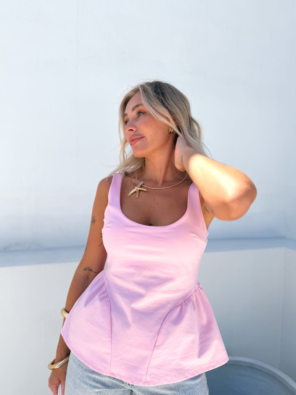 Top peplum rosa