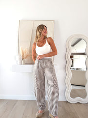Pantalón bombacho Vichy Taupe