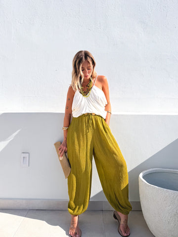 Pantalón bambula bombacho lima