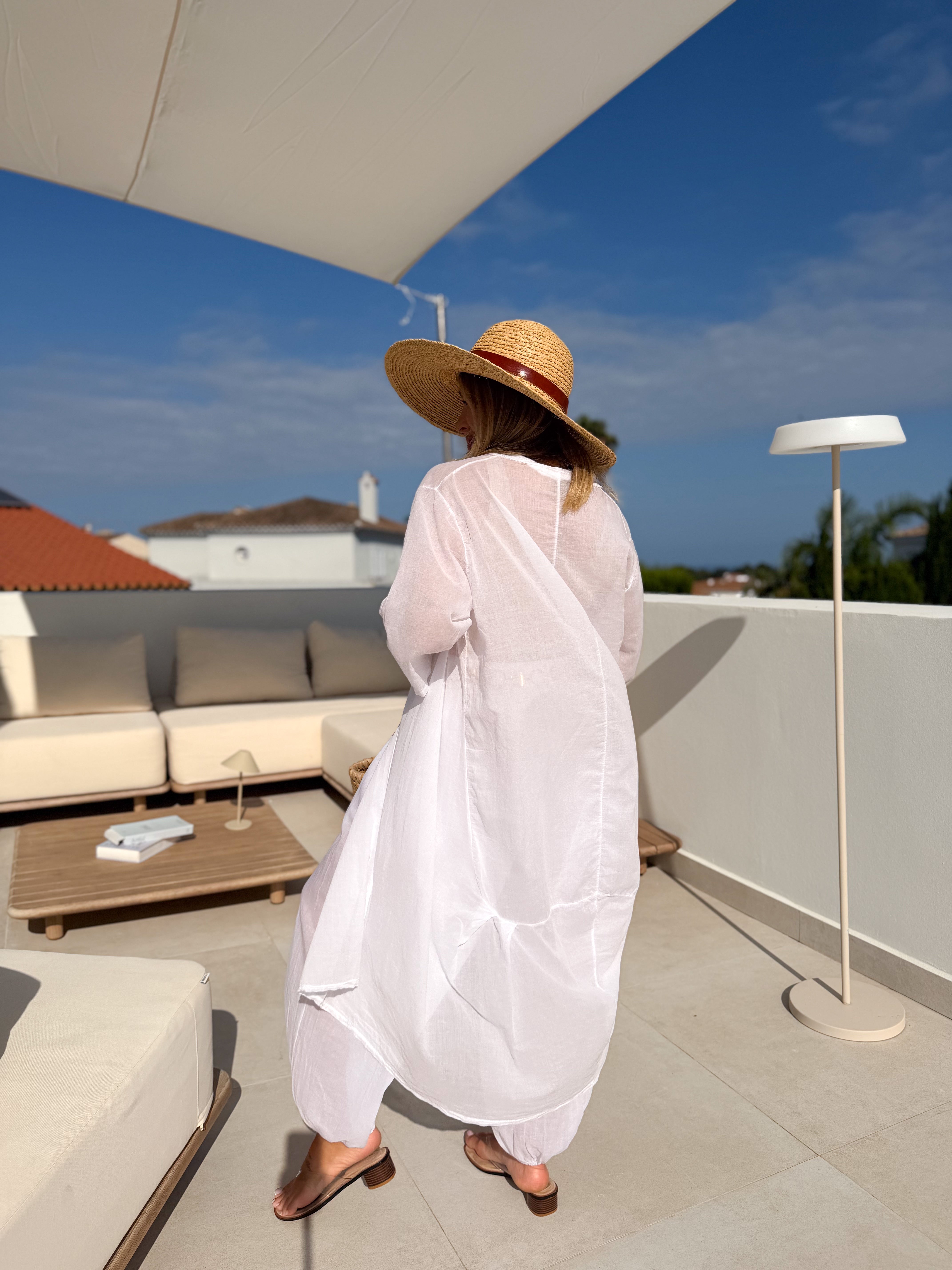 Kimono largo lino blanco