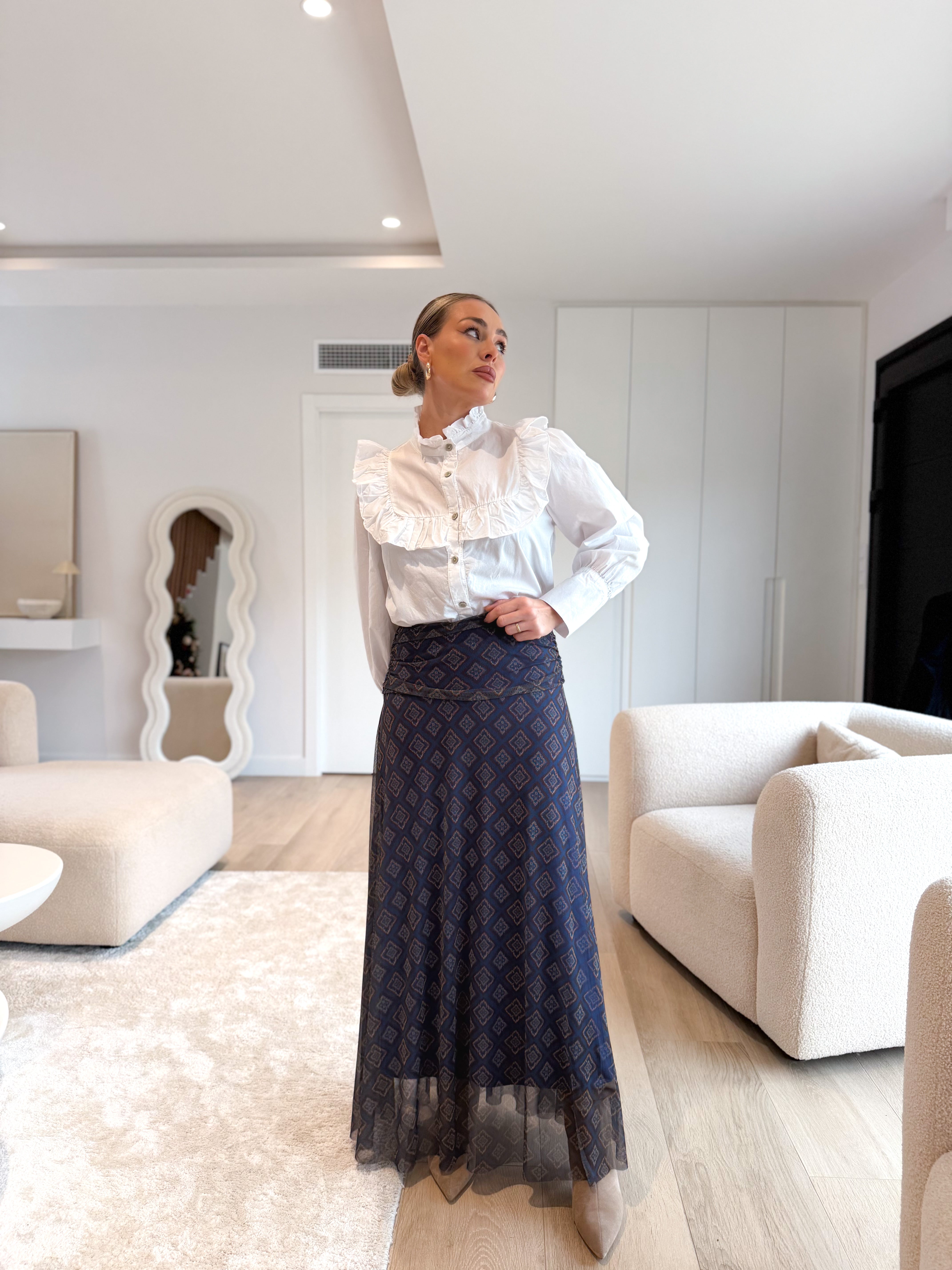 Blusa abotonada combinada