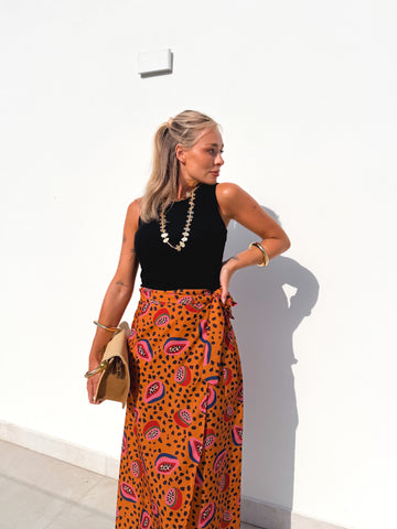 Falda pareo papaya