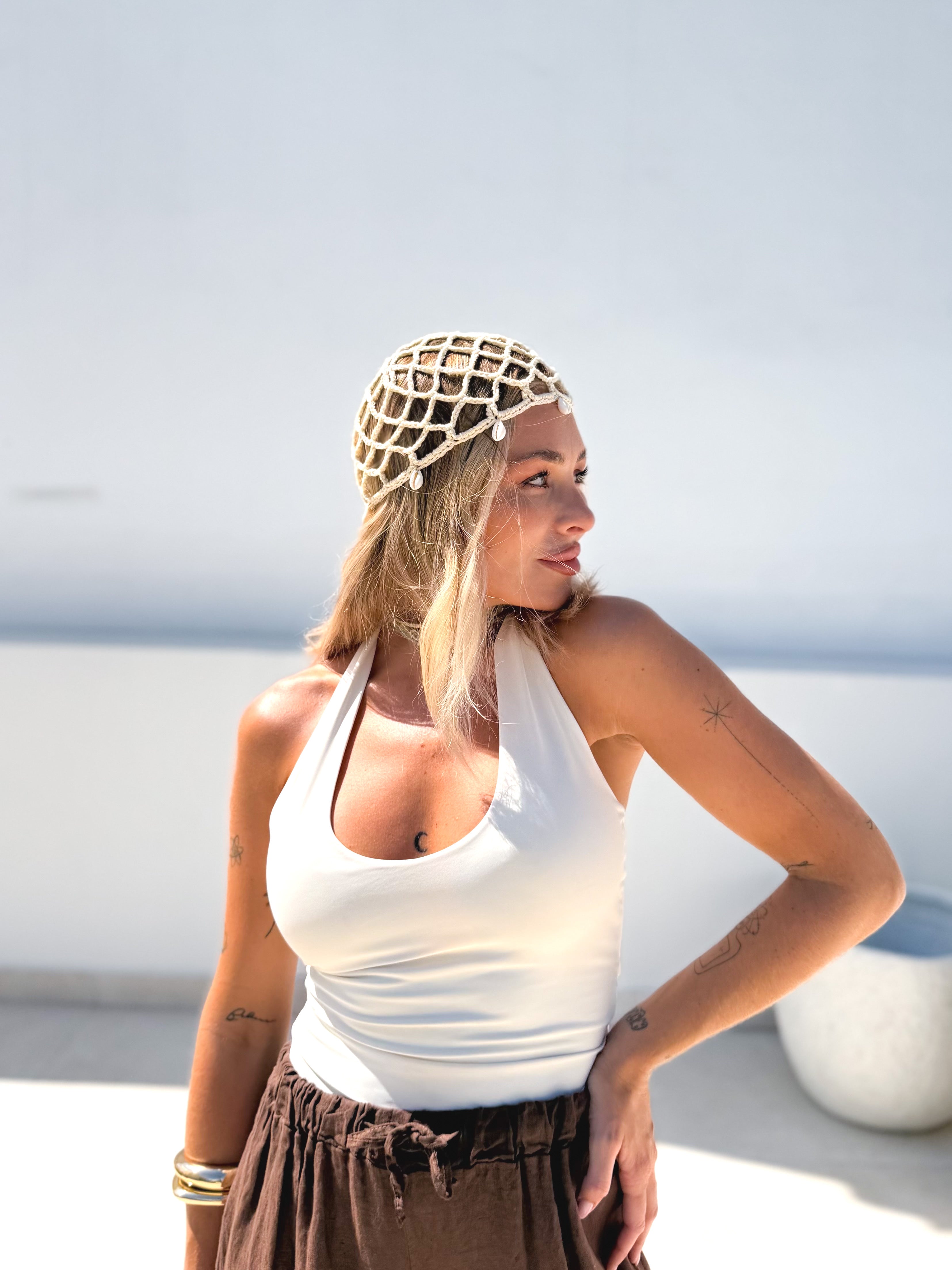 Casquete crochet conchas