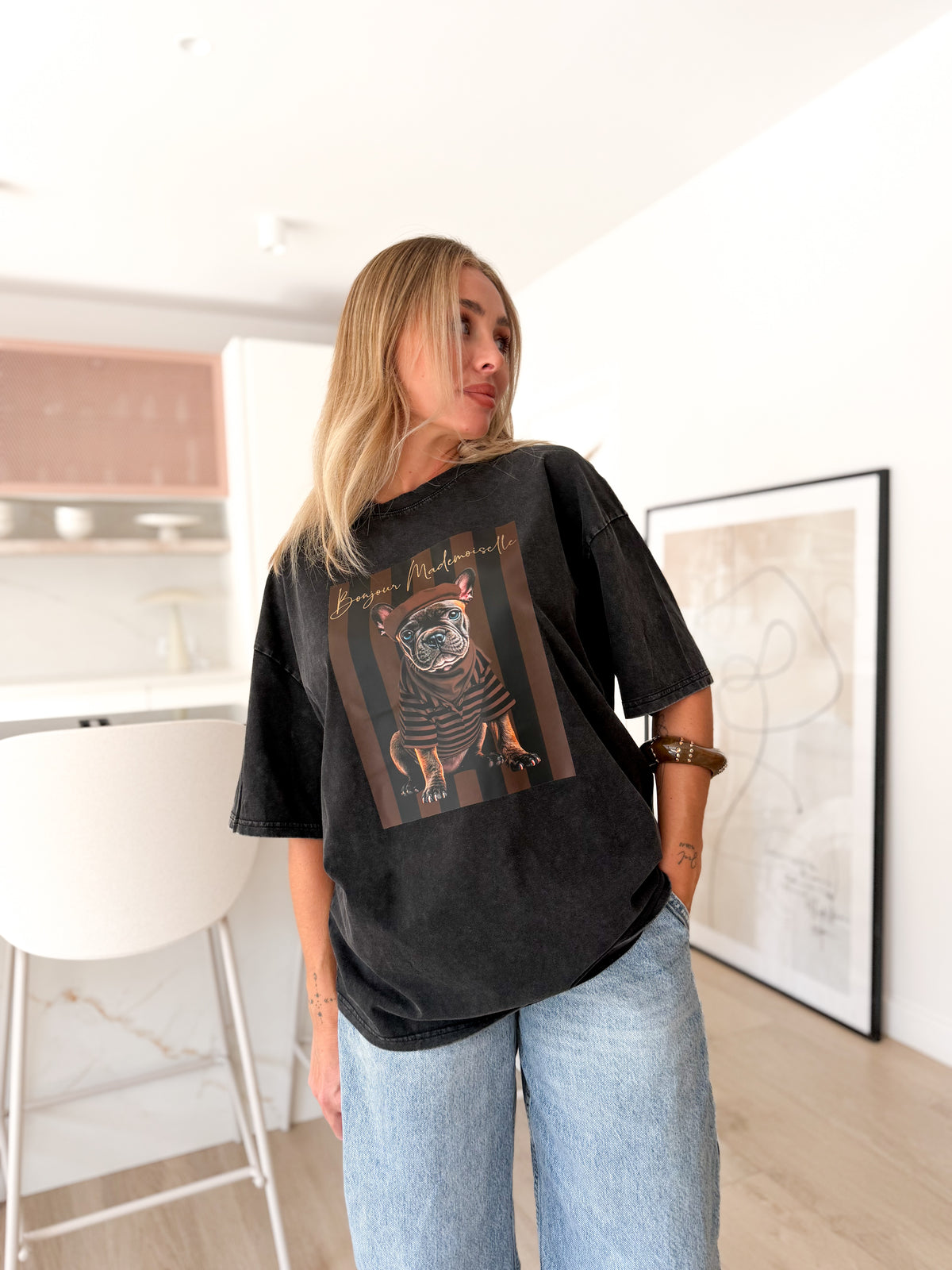 Camiseta Doggy oversize negra