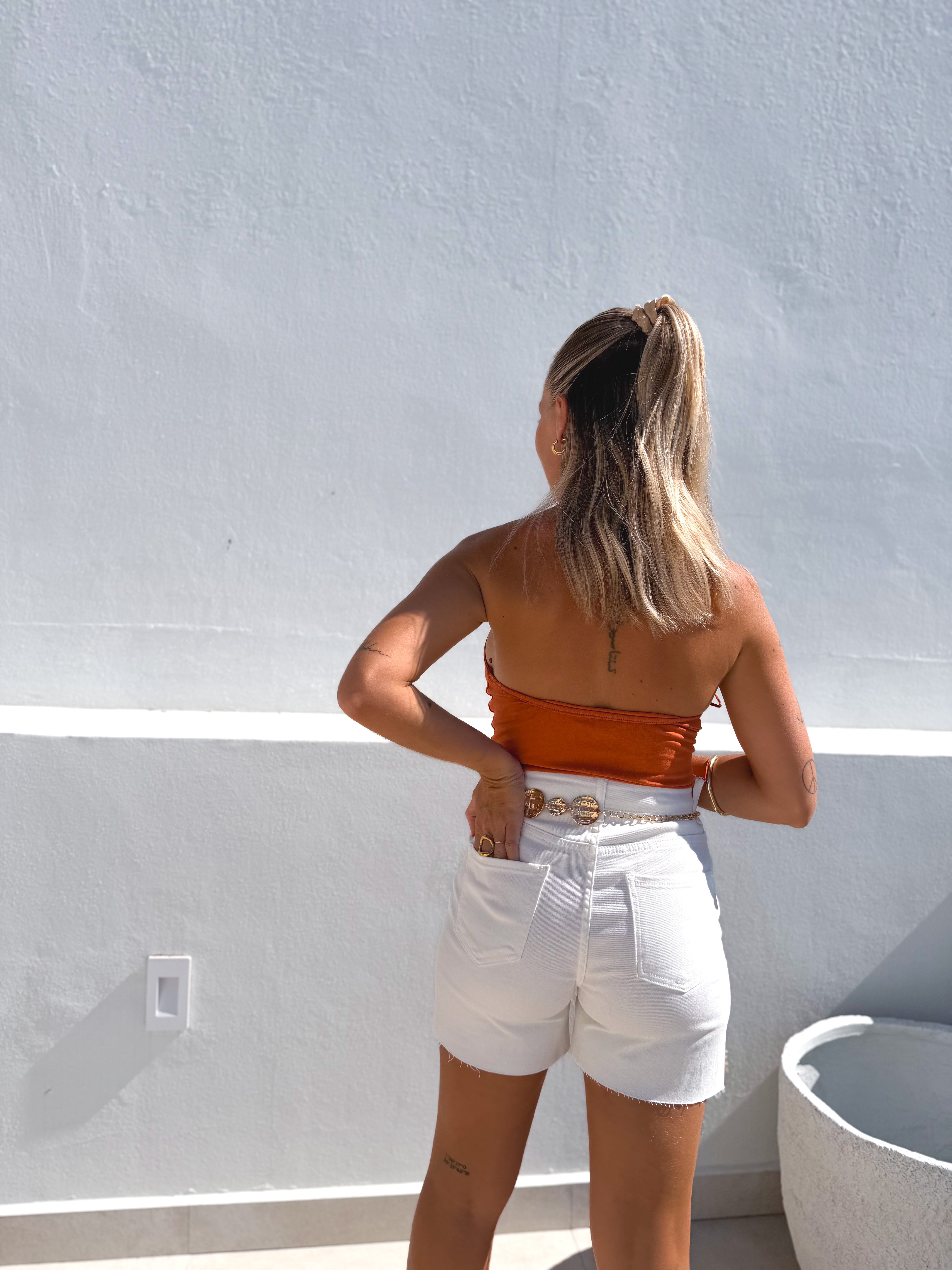 Short denim blanco