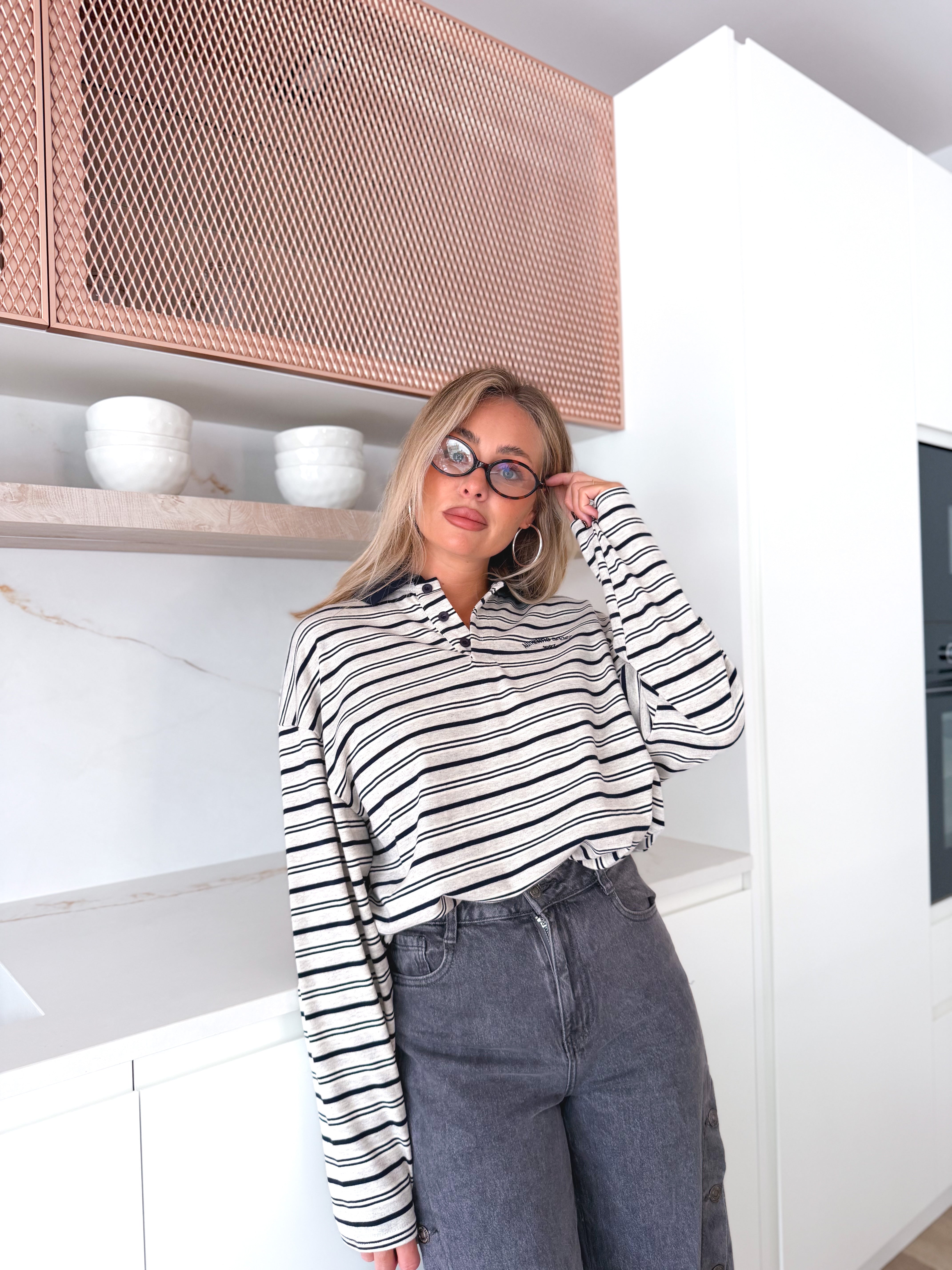 Polo oversize Gris/Marrón